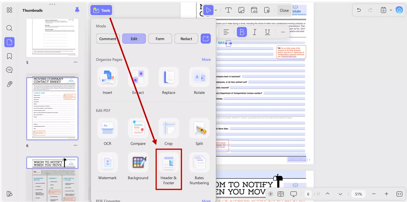 adding header and footer to pdf