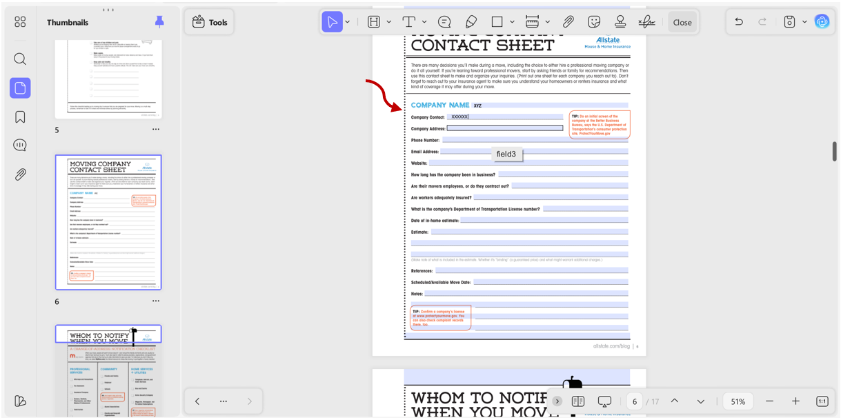 adding text to form fields