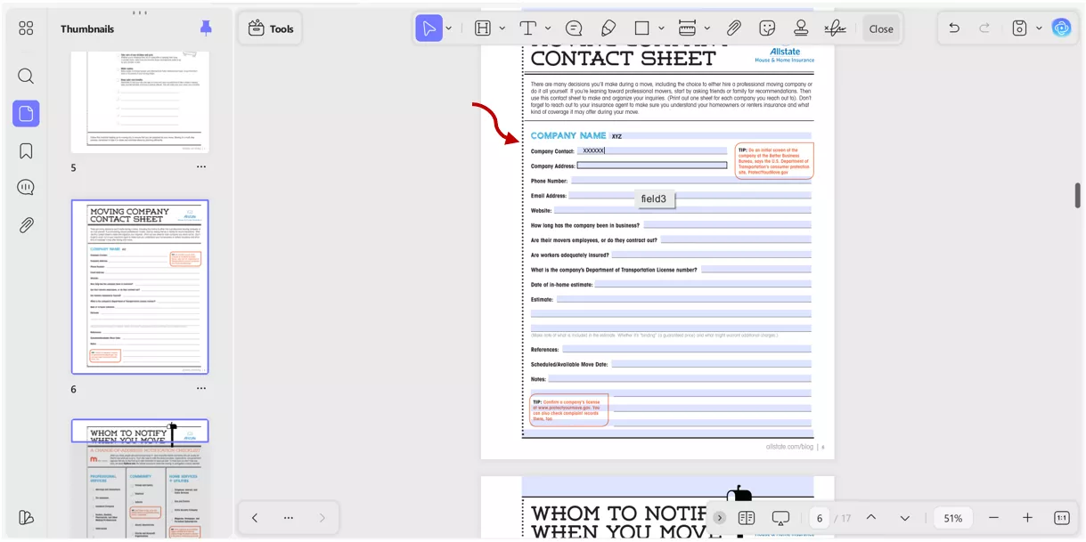 adding text to form fields
