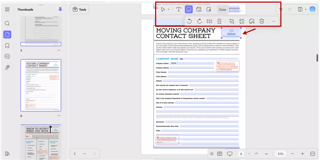 image or logos editing in updf