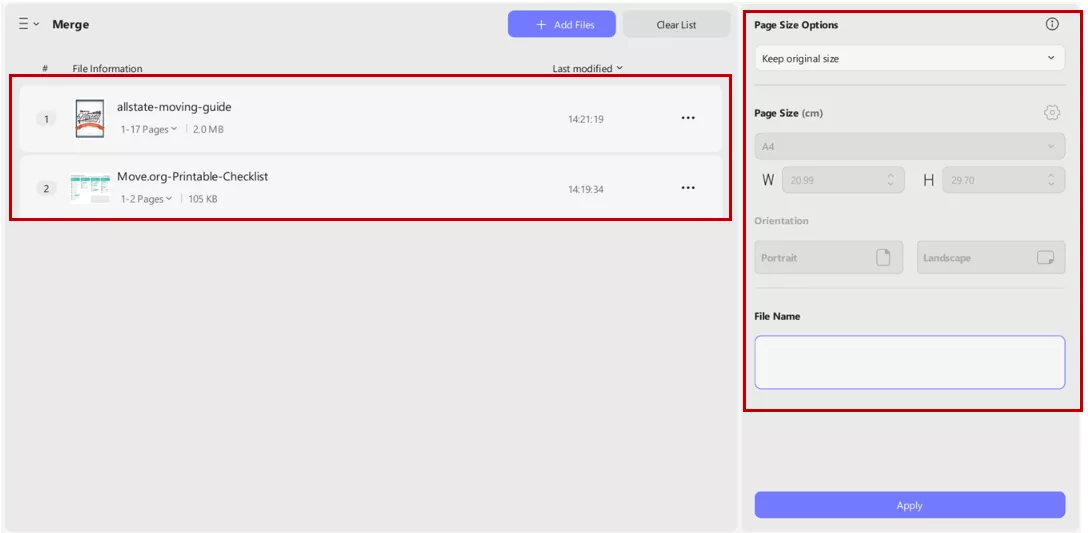 merging document with updf