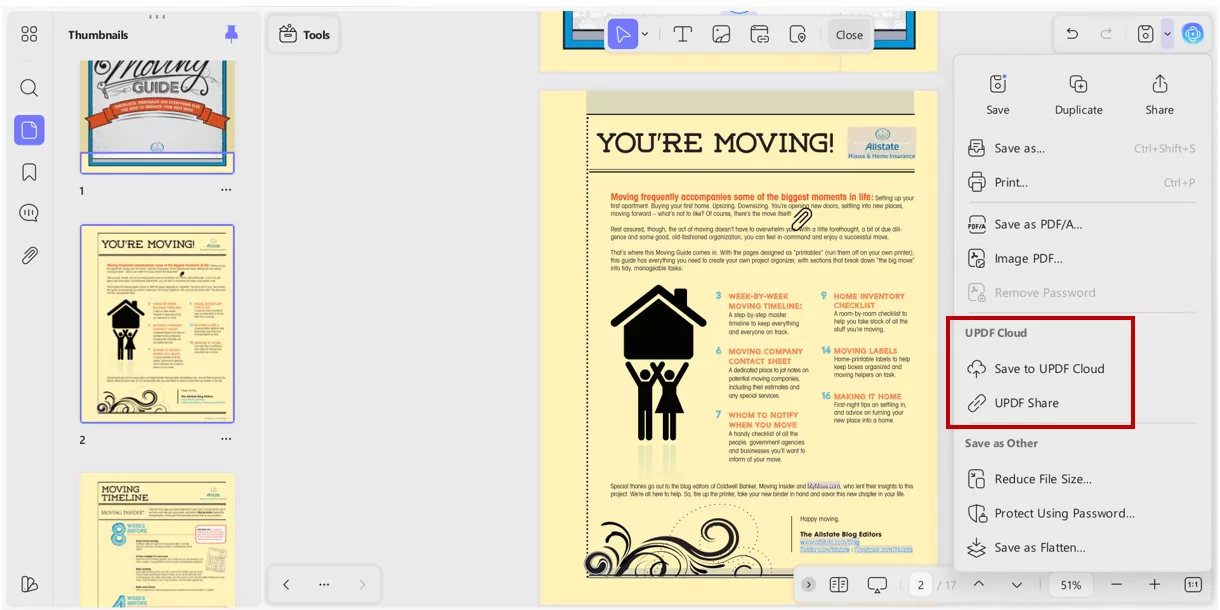 sync files to cloud in updf