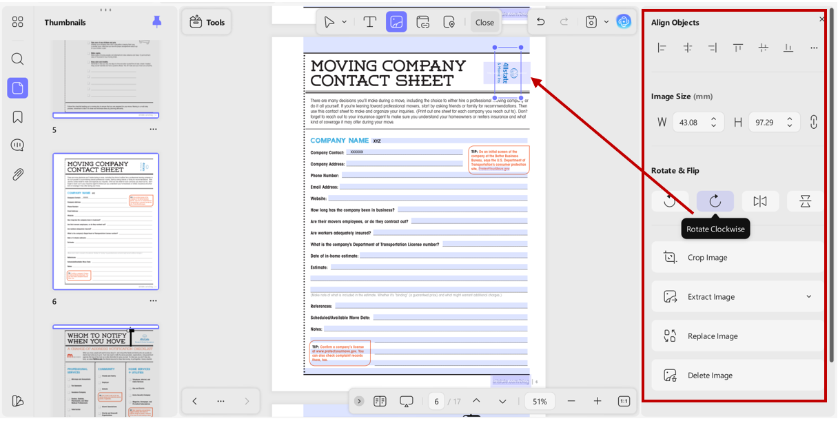 updf image editing feature in pdf document