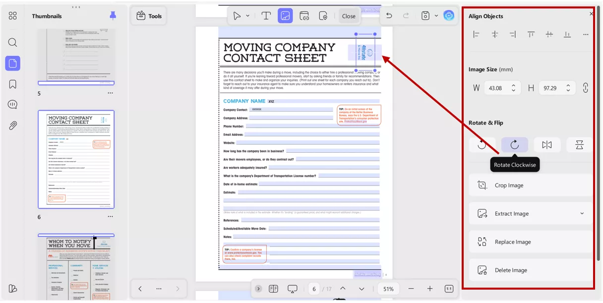 updf image editing feature in pdf document