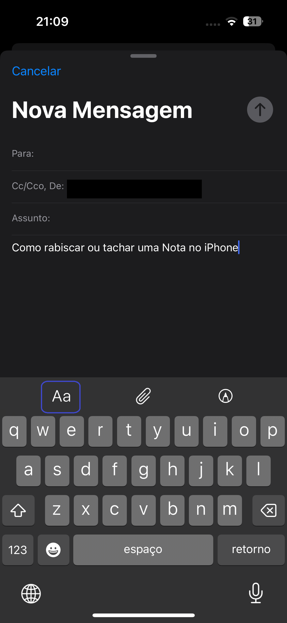 acessar as opções de formatação do texto