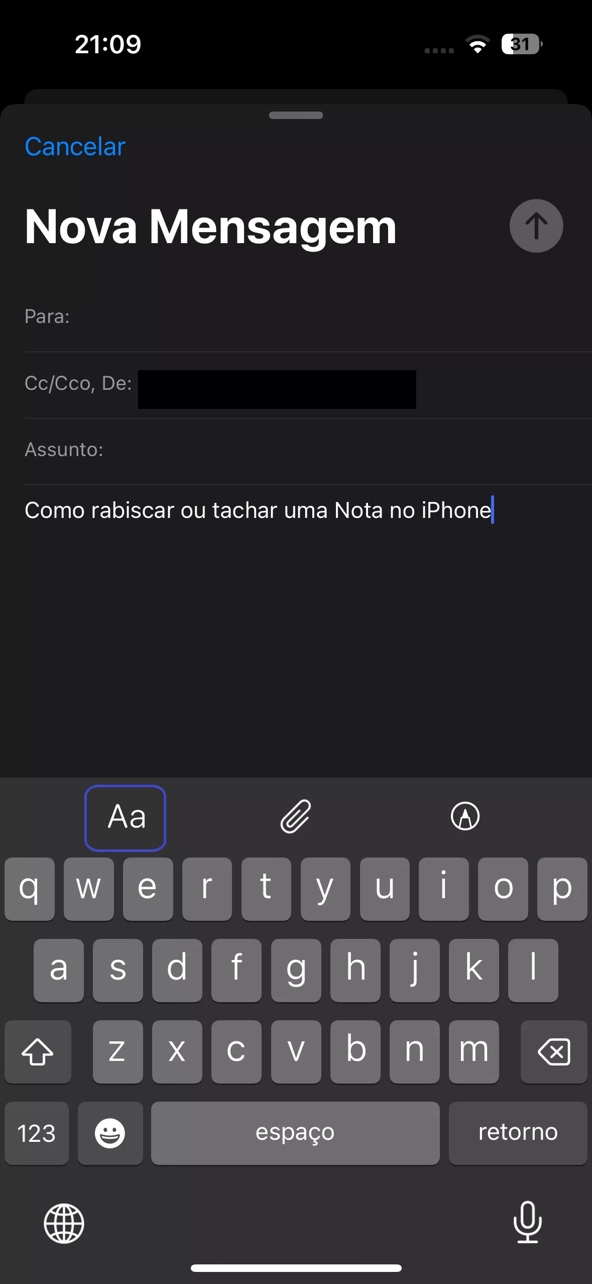 acessar as opções de formatação do texto