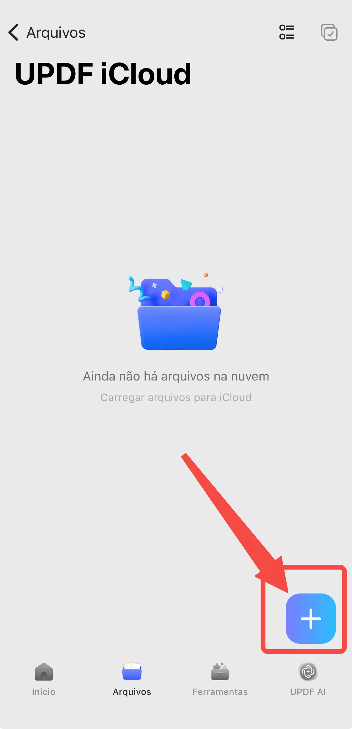 adicionar arquivos ao updf icloud