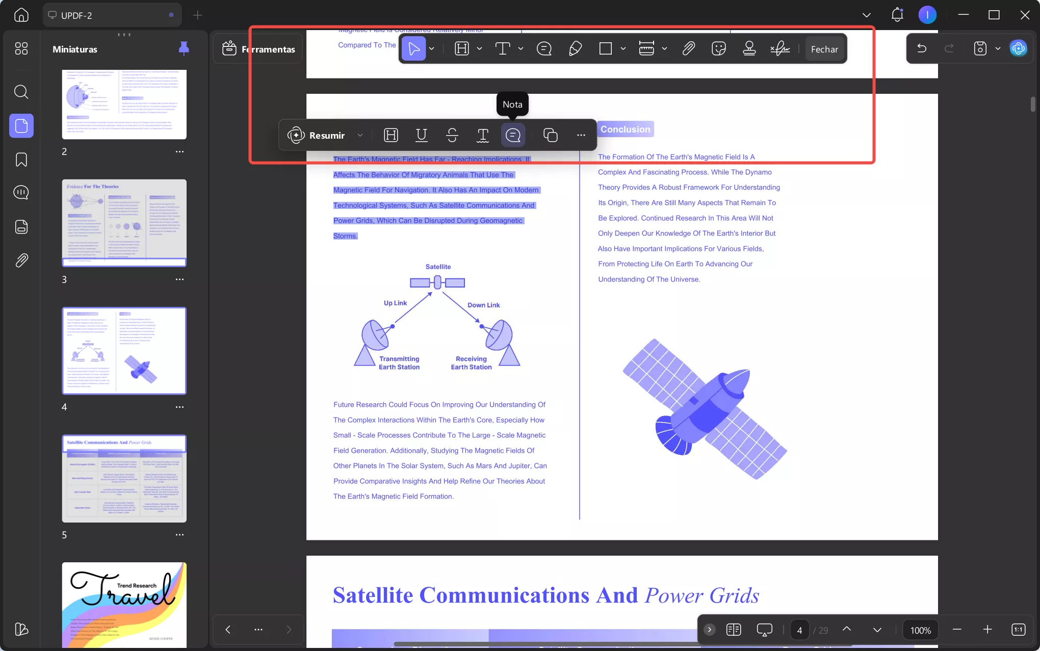 adicionar vários tipos de comentários no updf