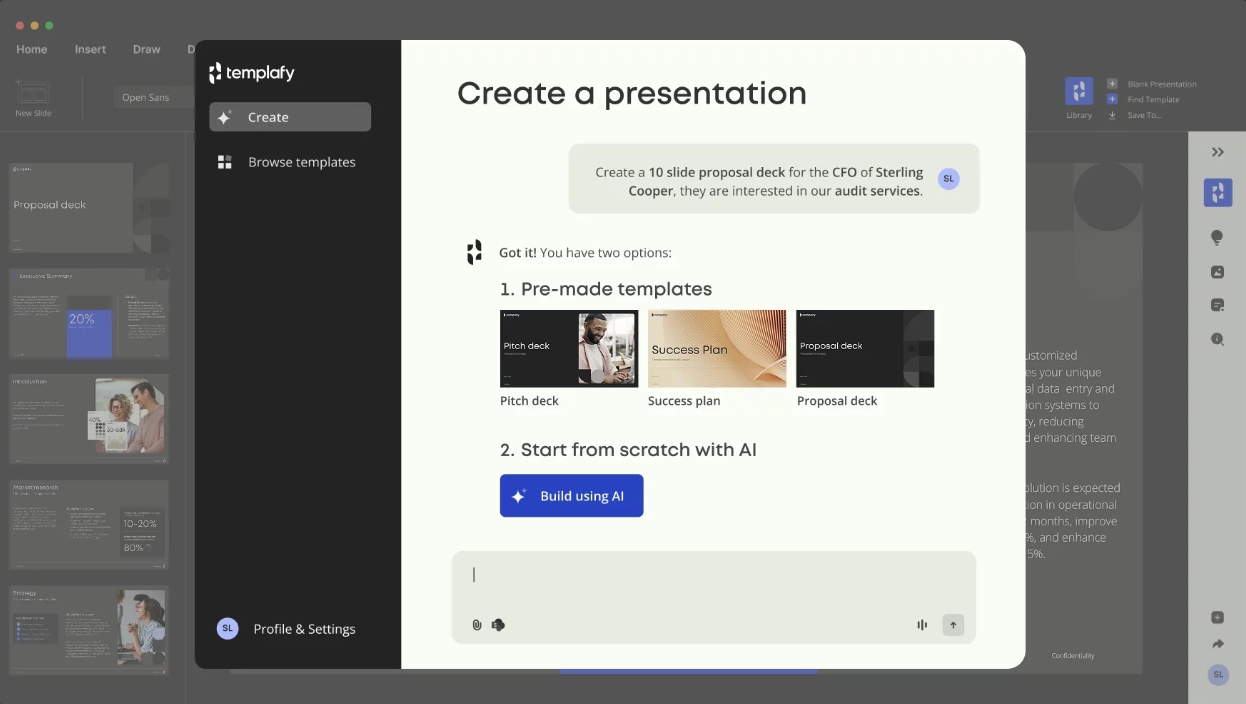 generate documents ai templafy