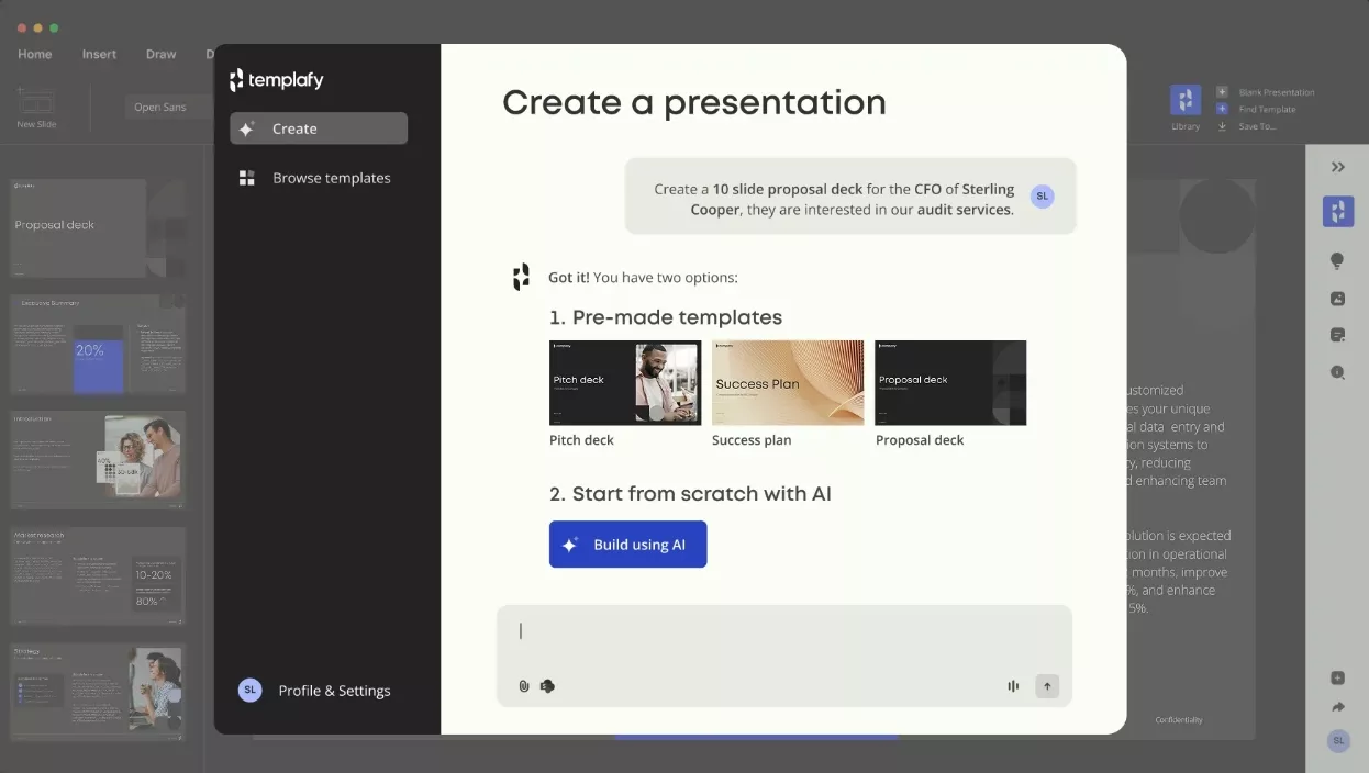 generate documents ai templafy