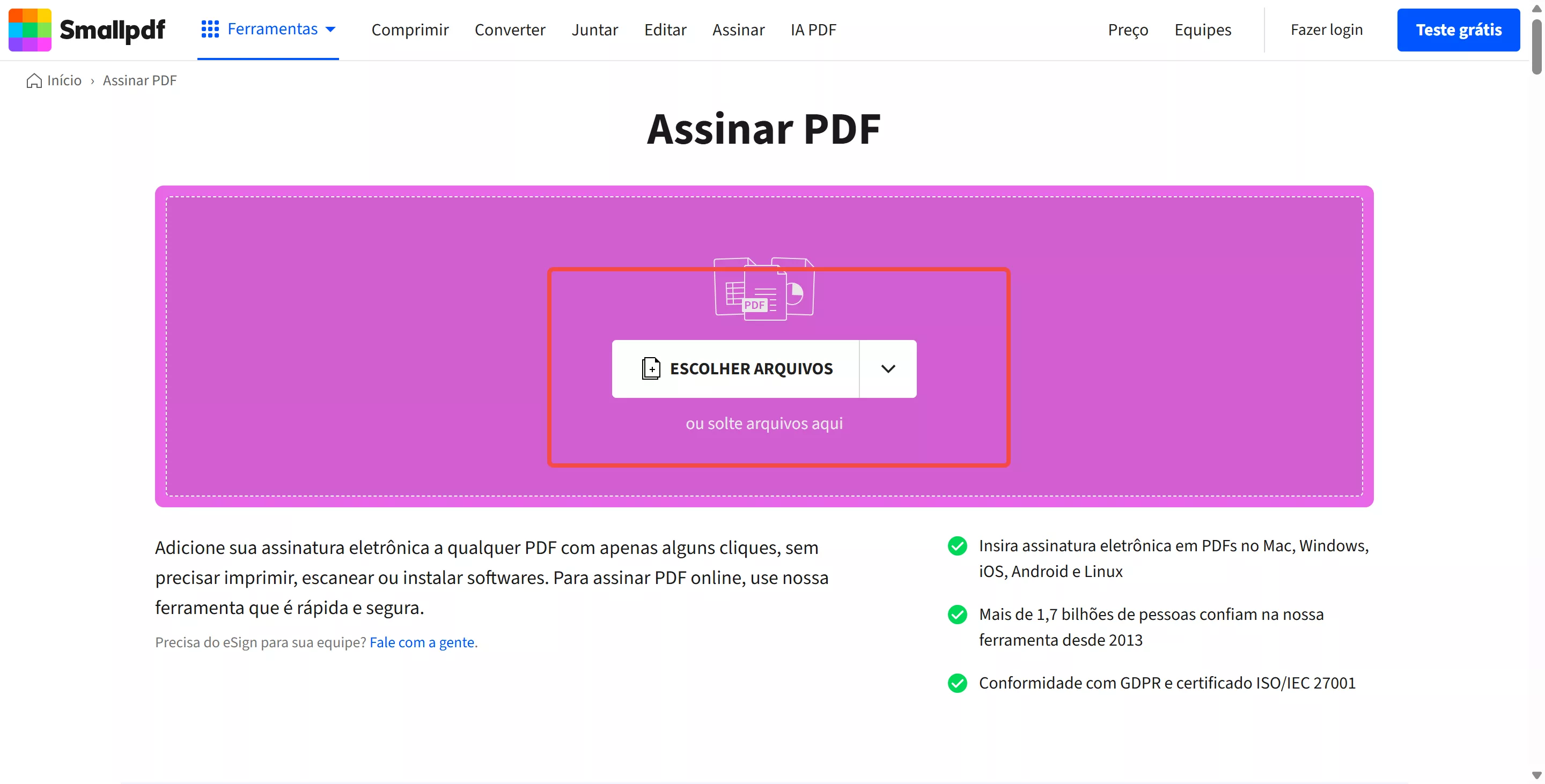 assinar pdfs no smallpdf