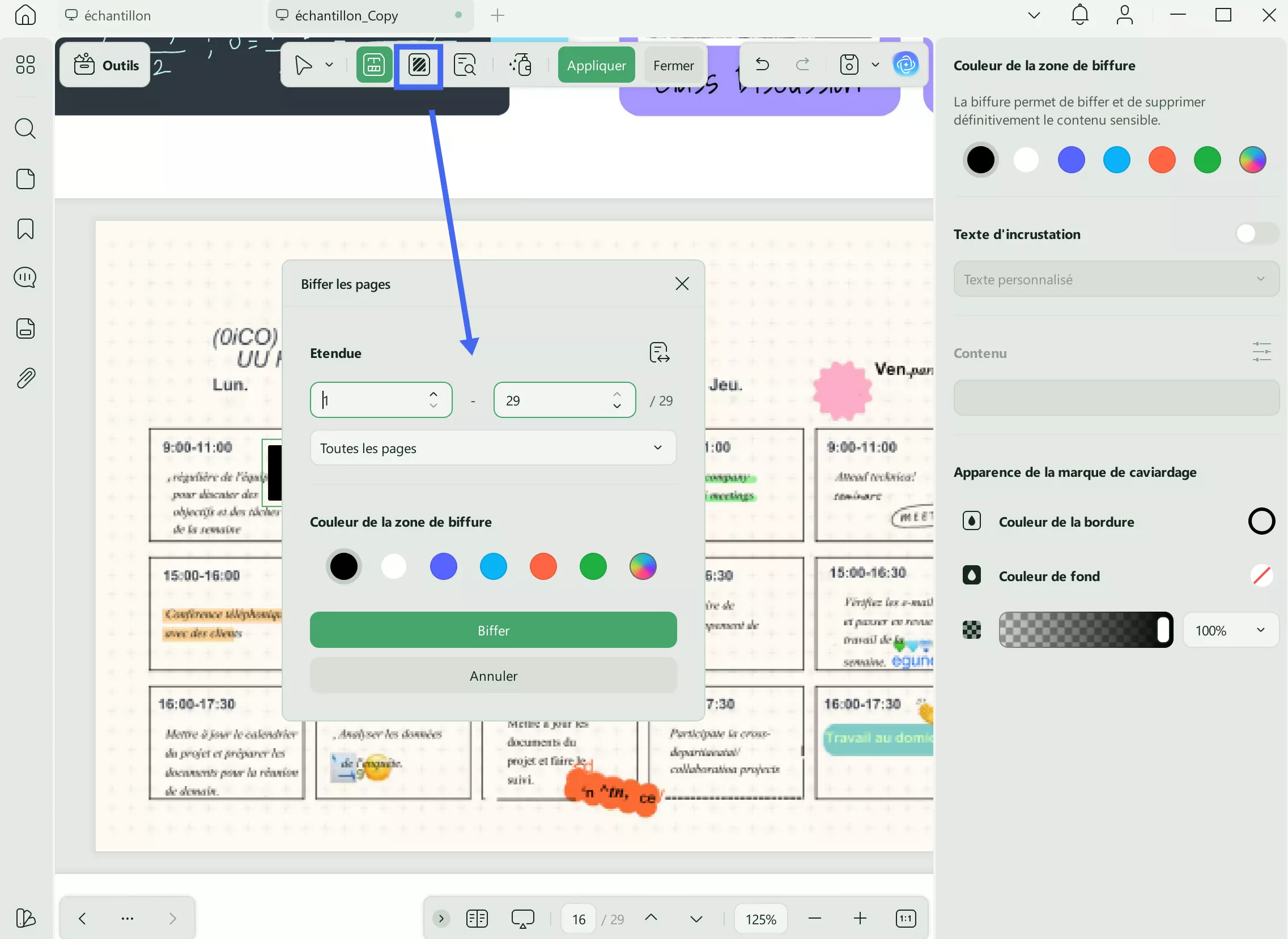 caviarder les pages updf windows