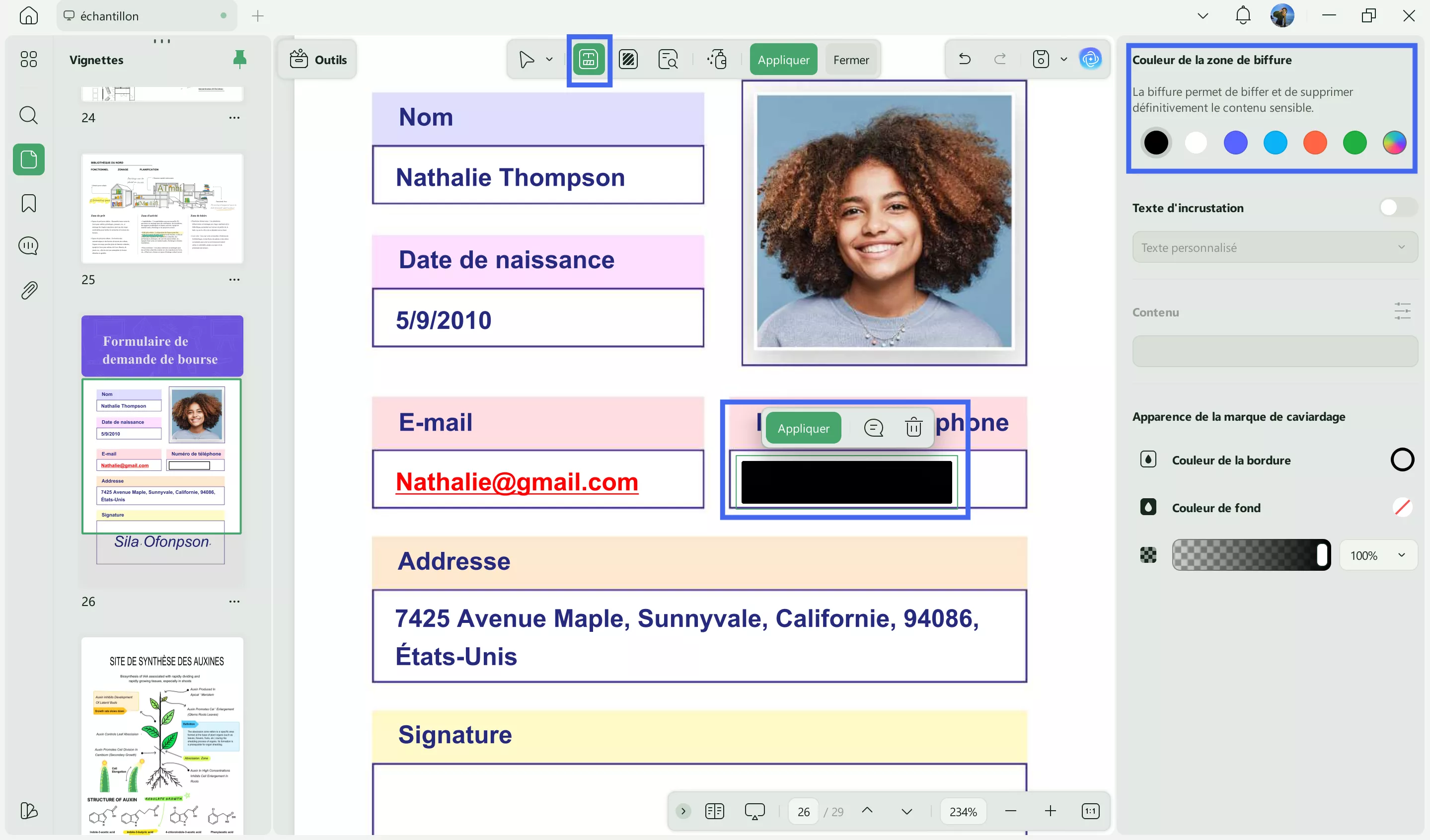 Réduire du texte spécifique fenêtres updf