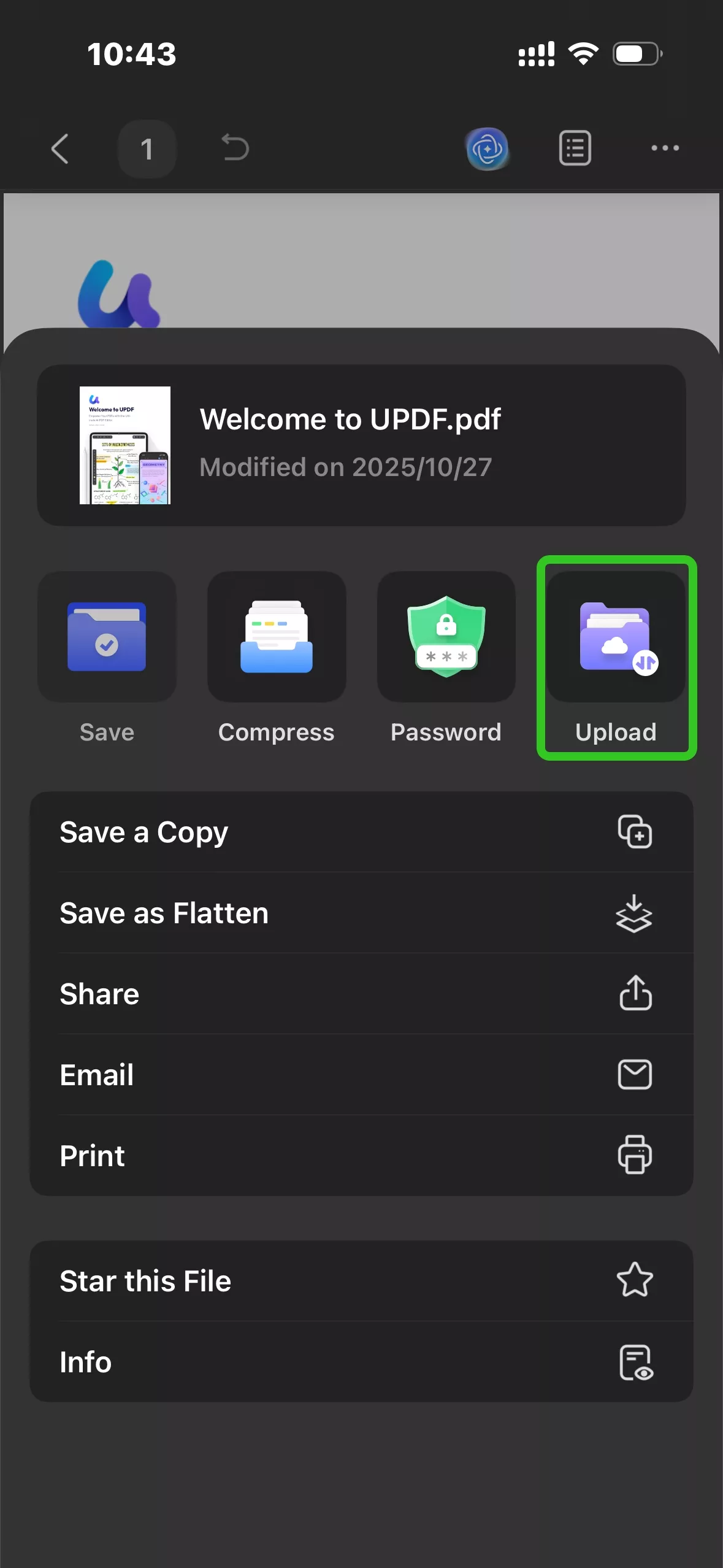 اضغط على خيار “رفع إلى السحابة”