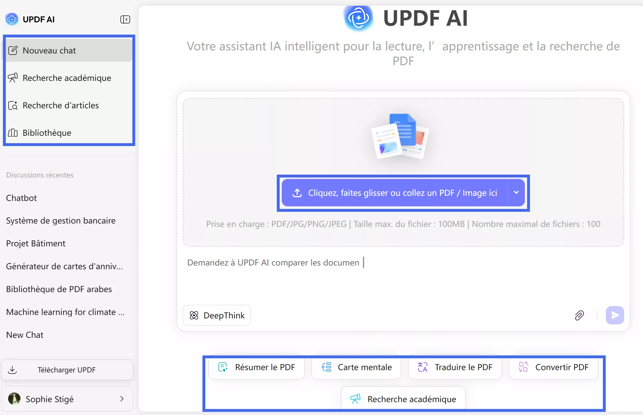 télécharger des fichiers dans une nouvelle conversation