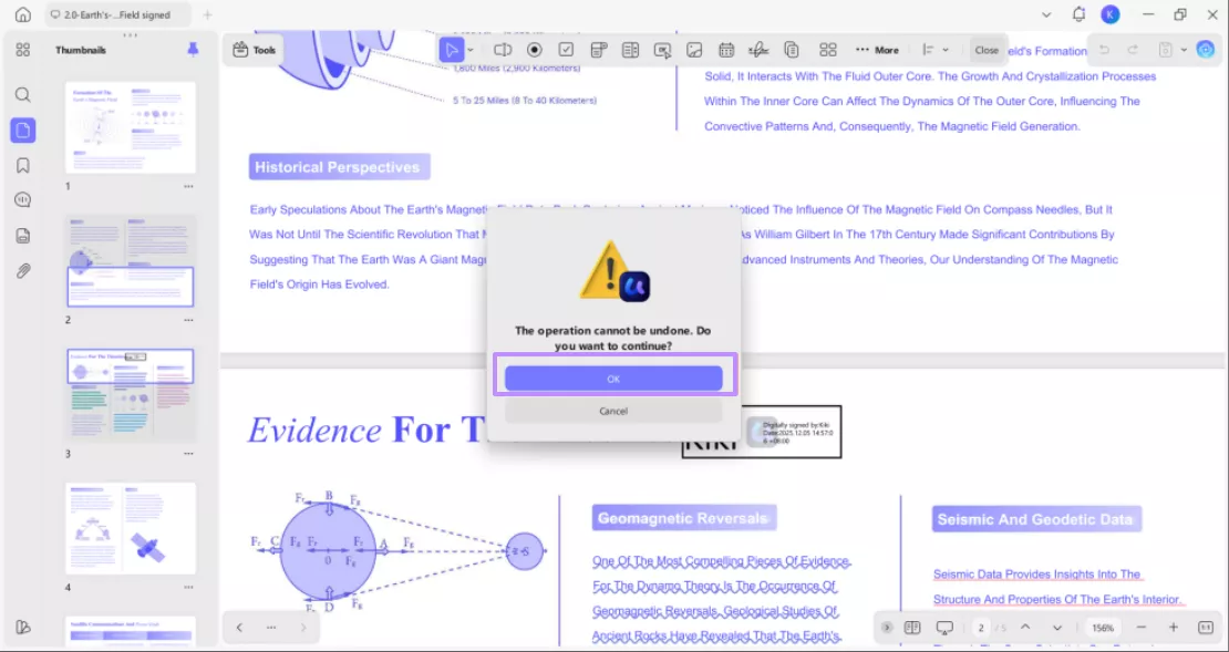 choosing the ok button