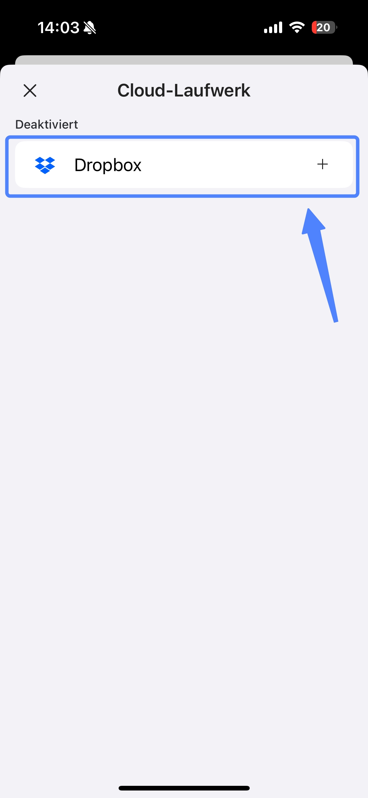 Mit Dropbox verbinden
