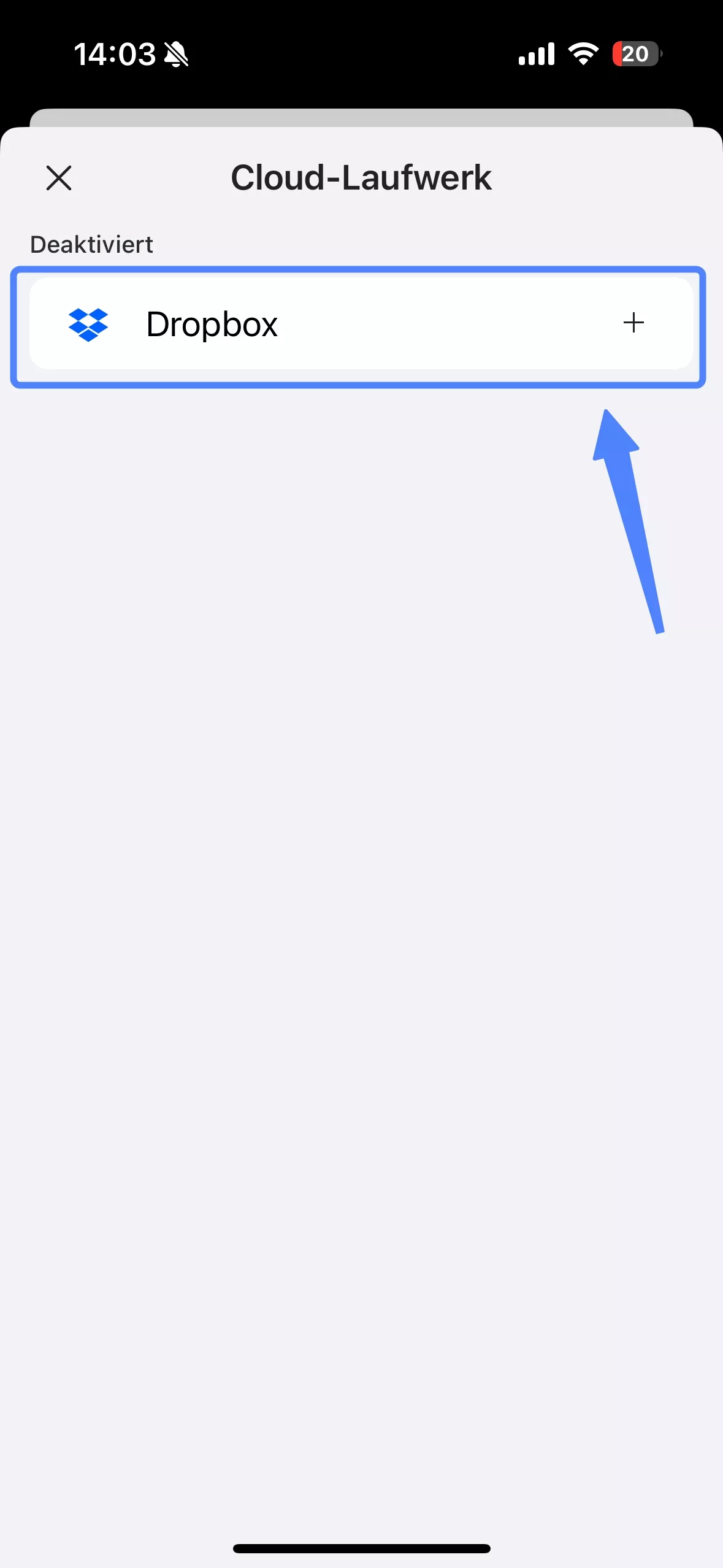 Mit Dropbox verbinden