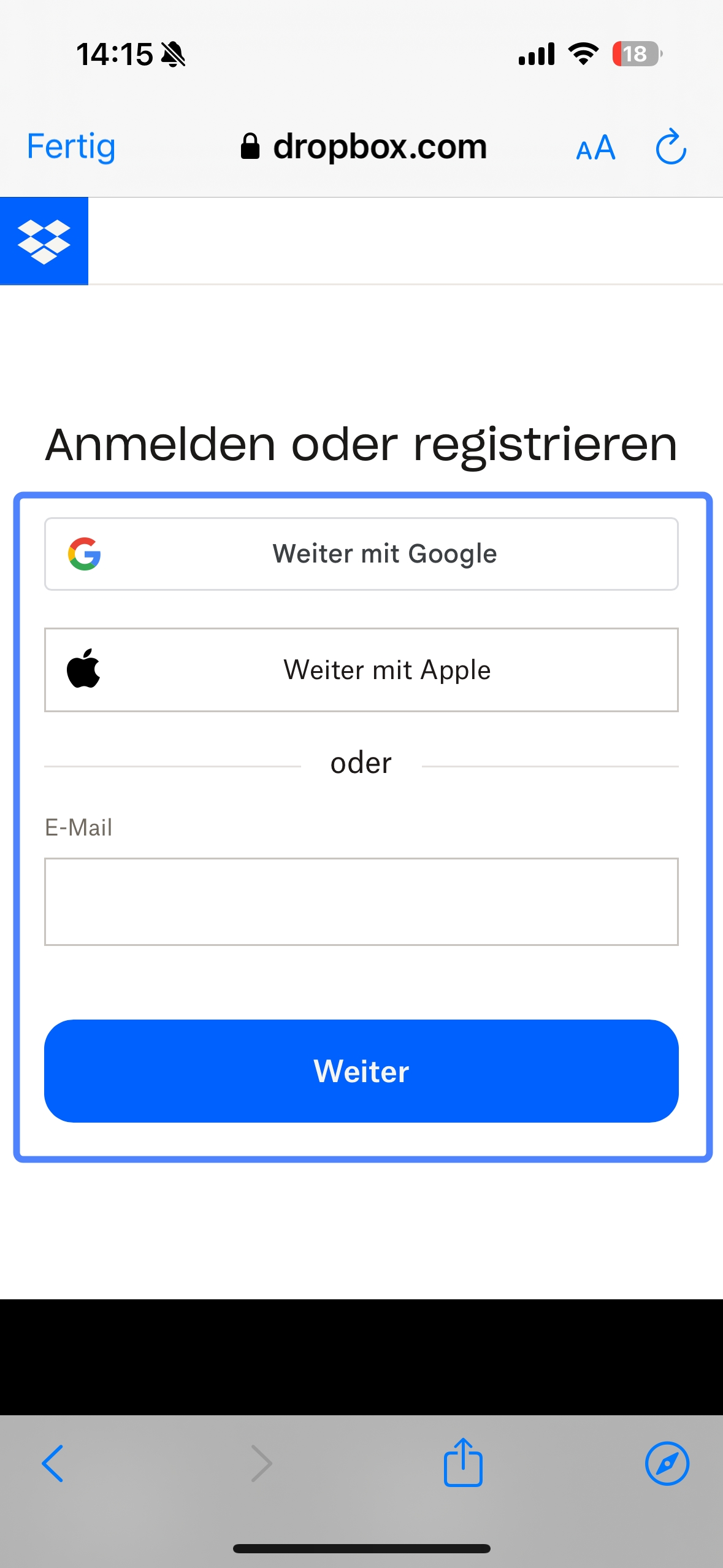 Link zum Dropbox-Konto