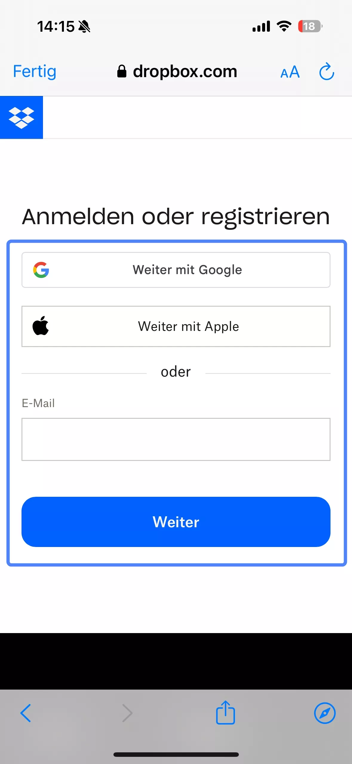 Link zum Dropbox-Konto