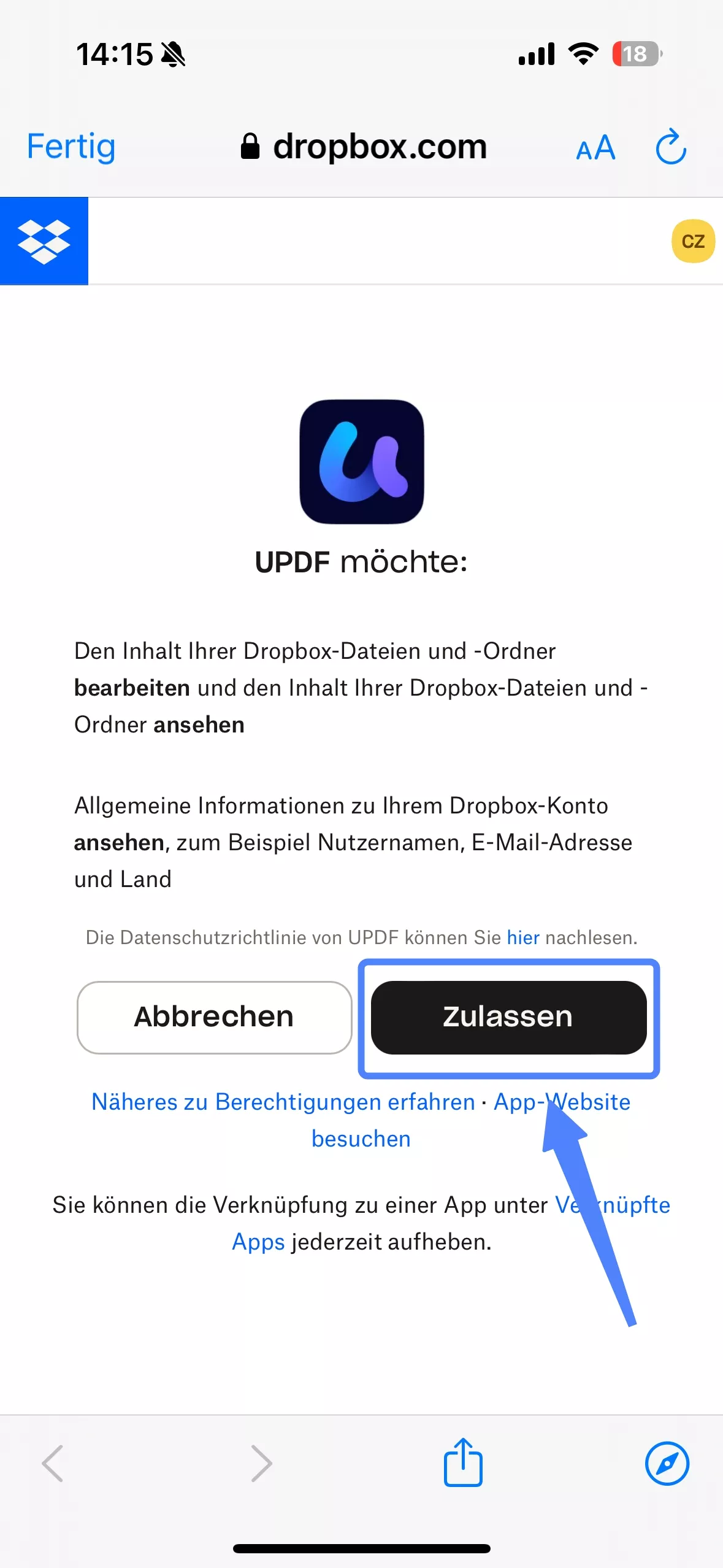 Link zum Dropbox-Konto