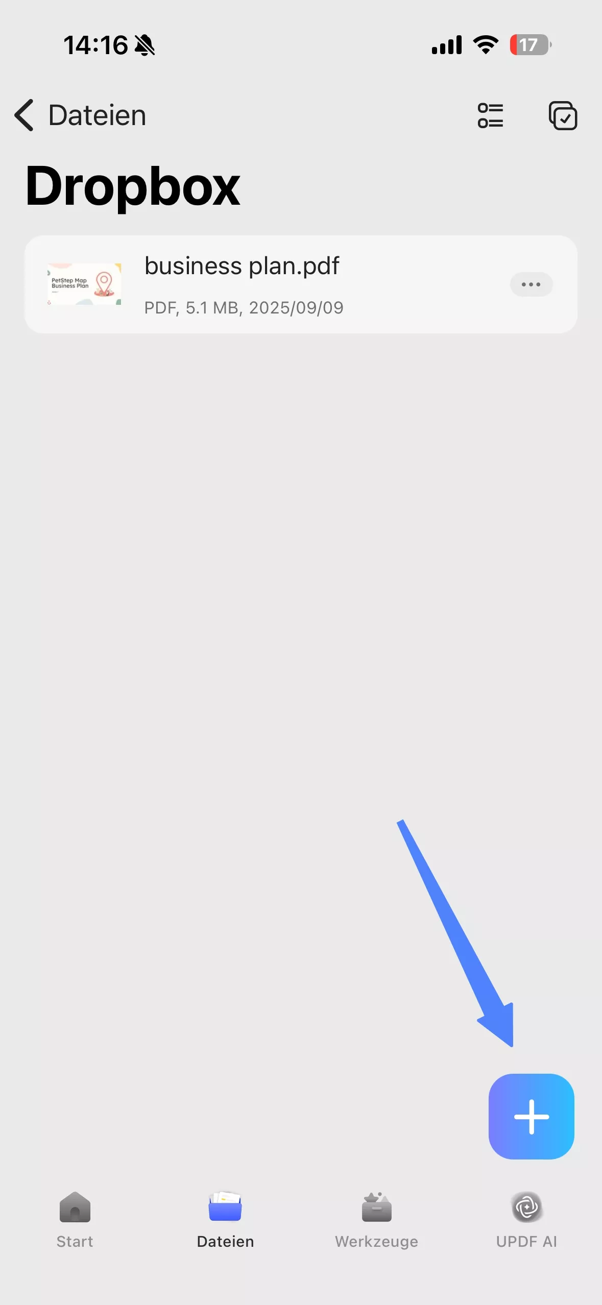 Dateien über updf mit Dropbox synchronisieren