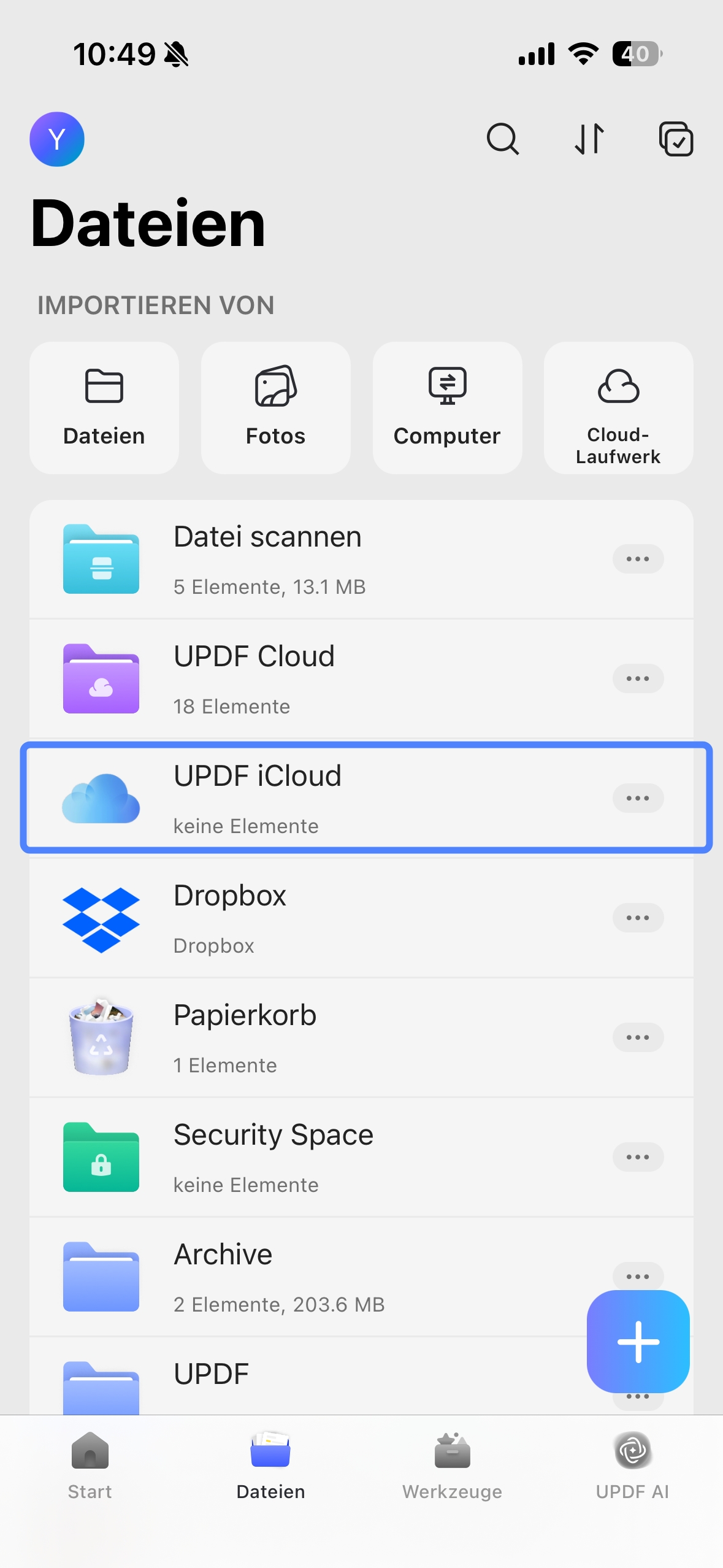Mit iCloud verbinden