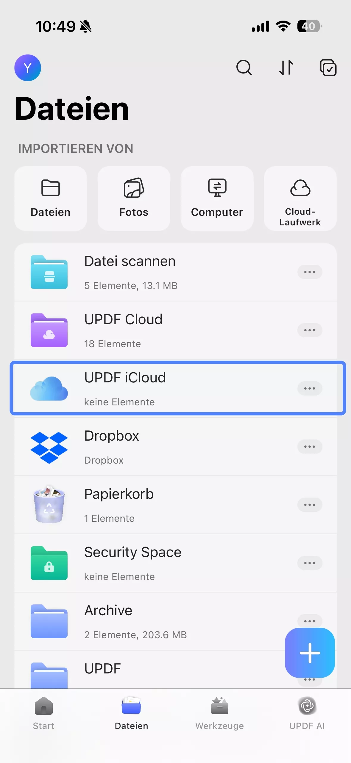 Mit iCloud verbinden