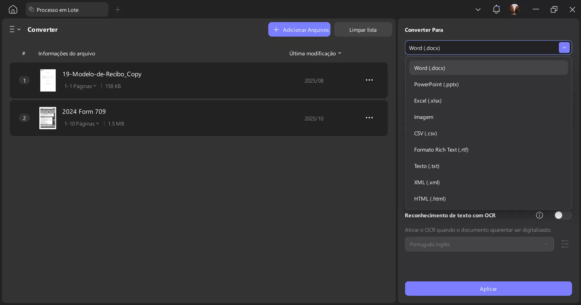 conversão de arquivos