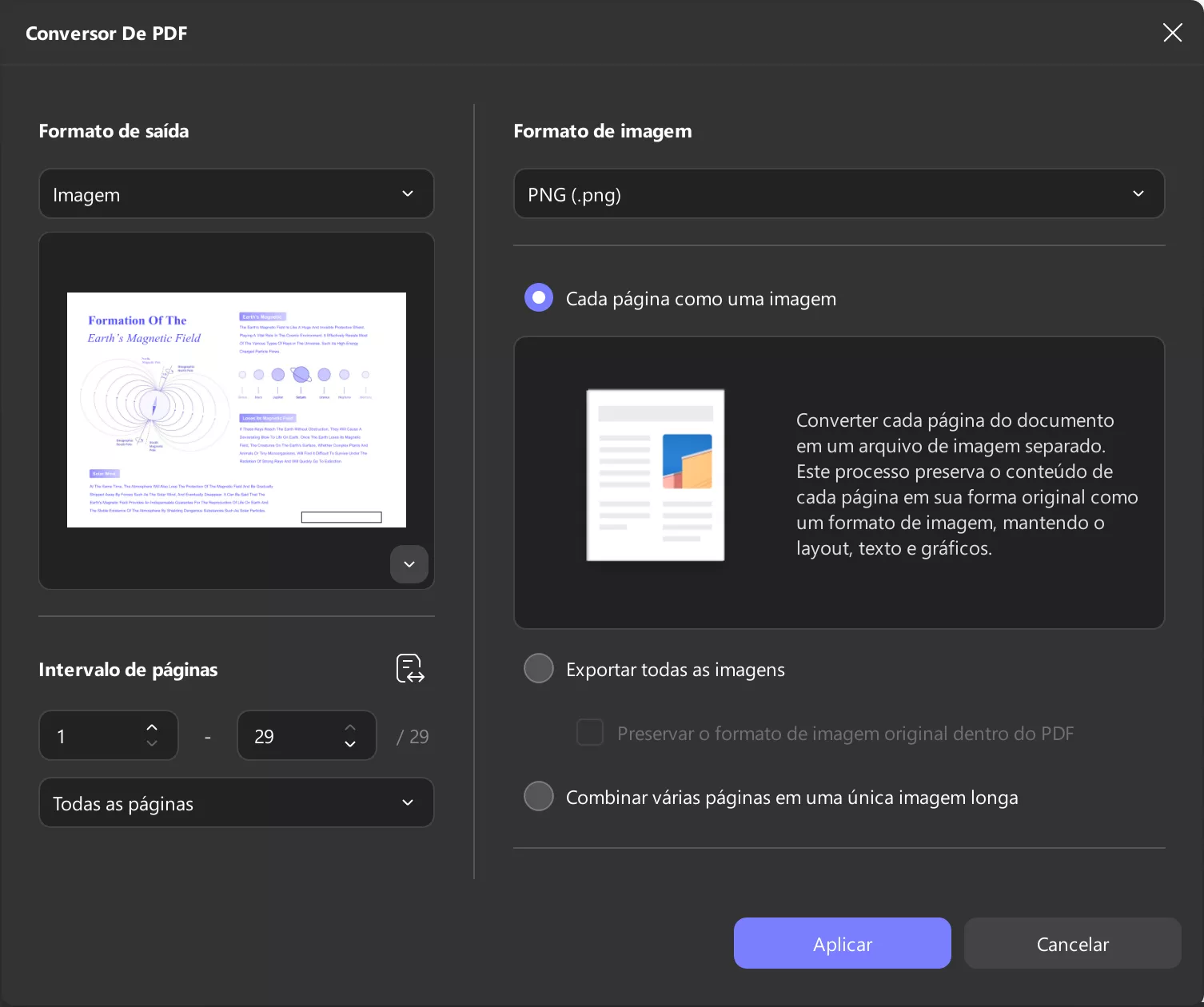 selecionar o formato da imagem