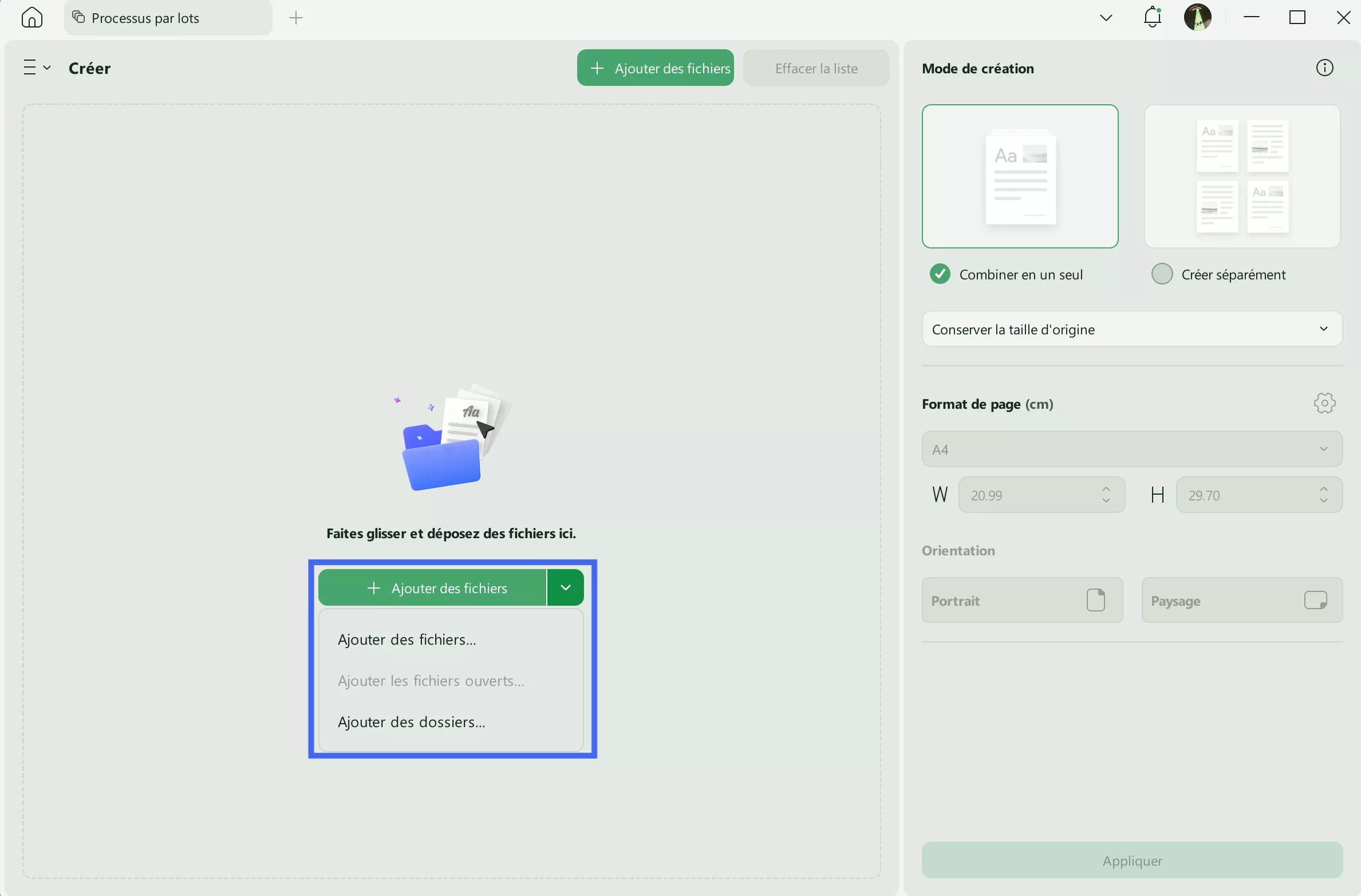 Création par lots de fichiers PDF (updf)