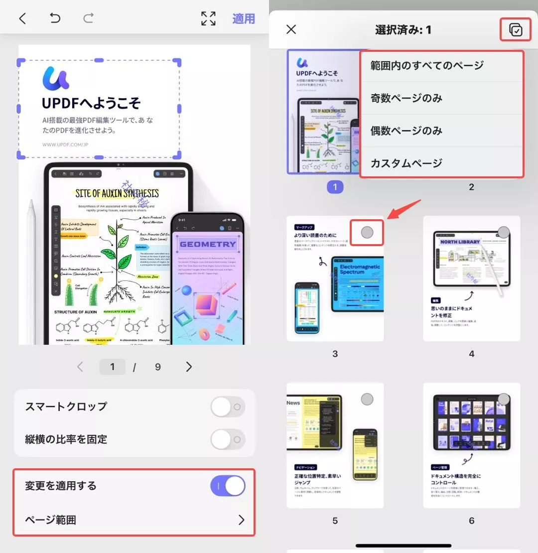 複数ページの一括トリミング