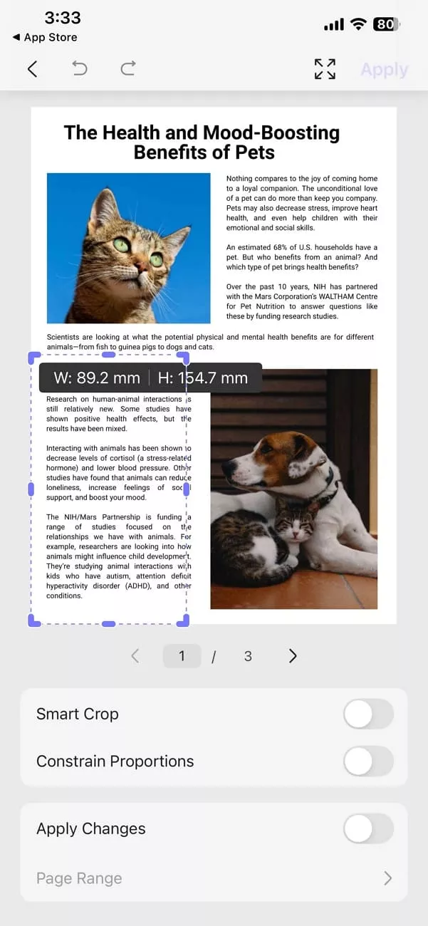 crop freely areas updf