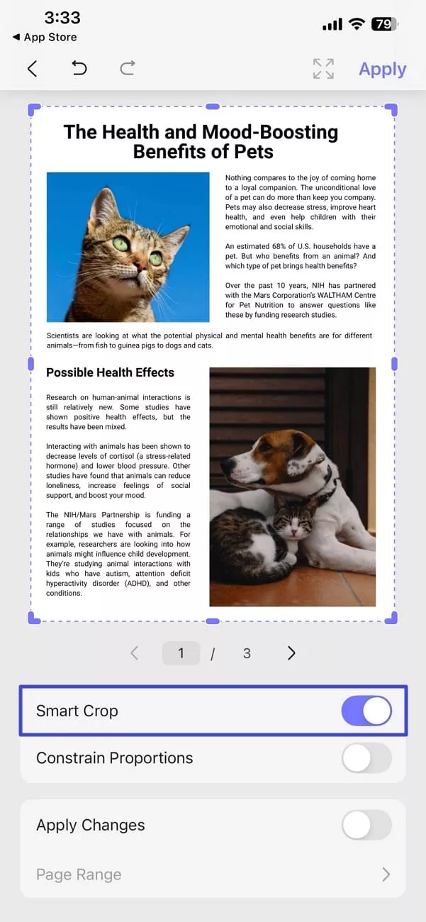 smart cropping options ios updf