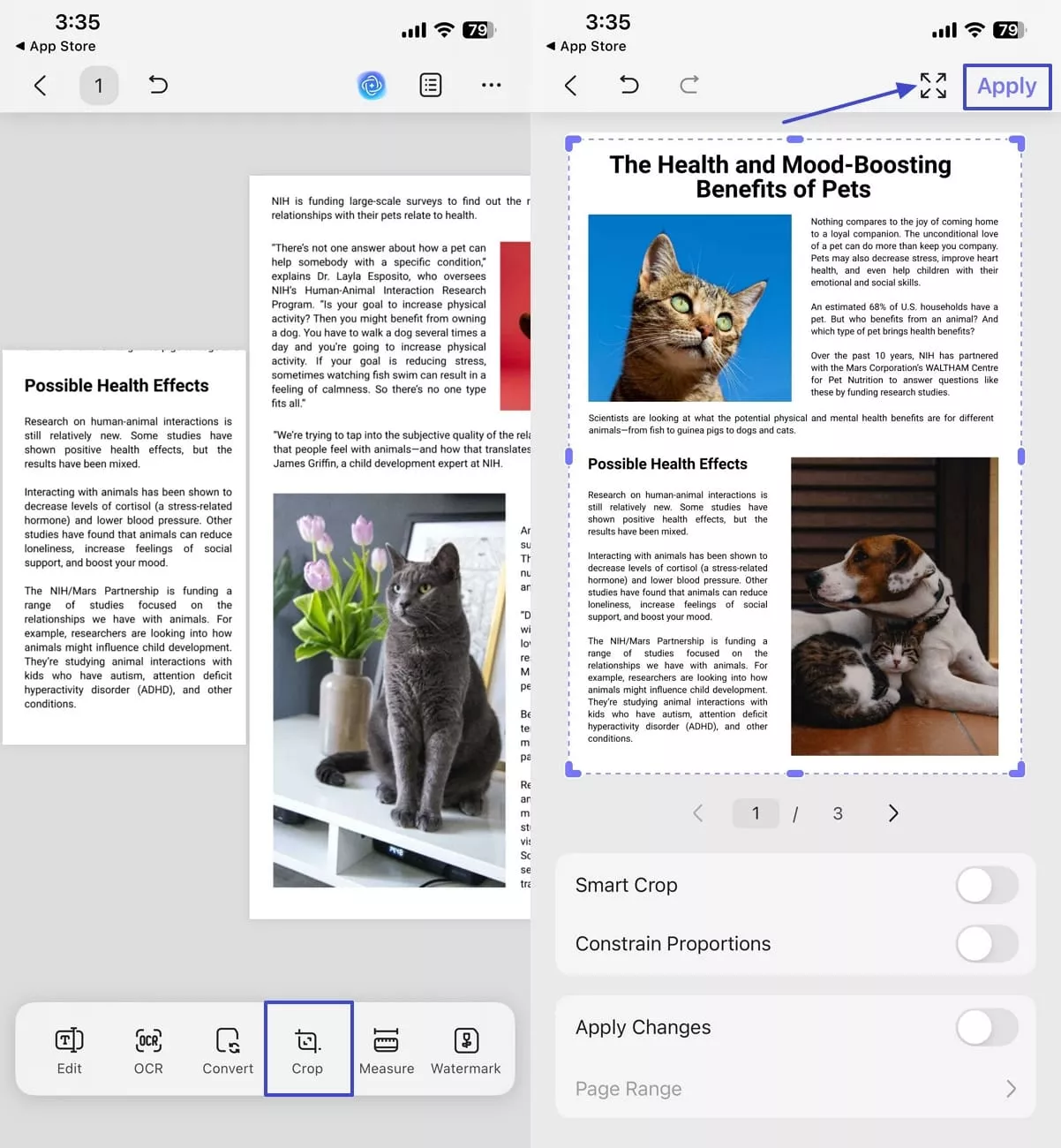 restoring cropped areas updf