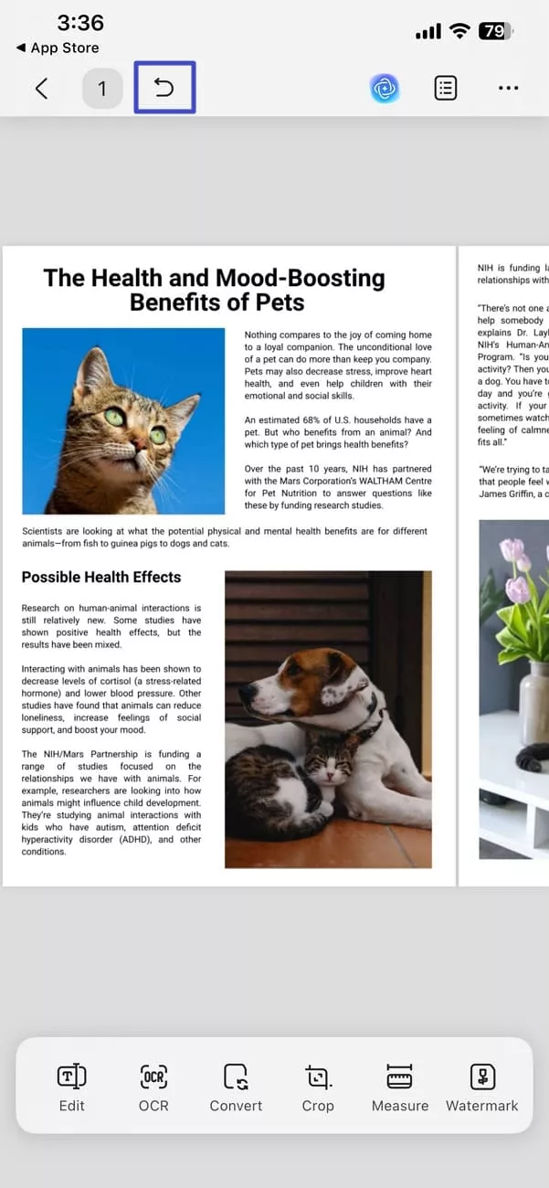 updf ios revert cropping changes