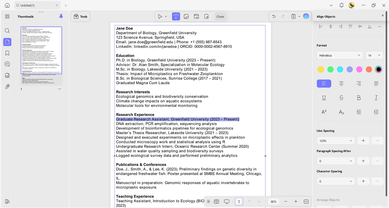 pdf editing tools adjust text