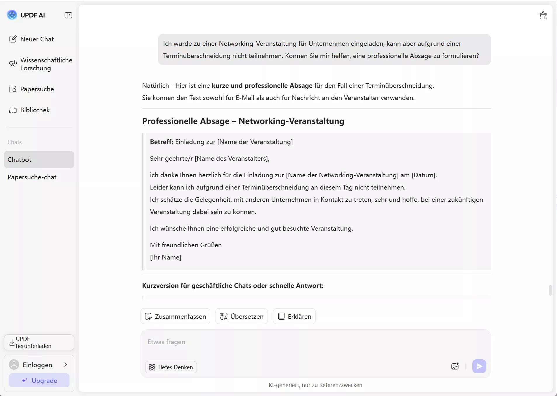 Eine Einladung zu einer Networking-Veranstaltung für Unternehmen professionell ablehnen
