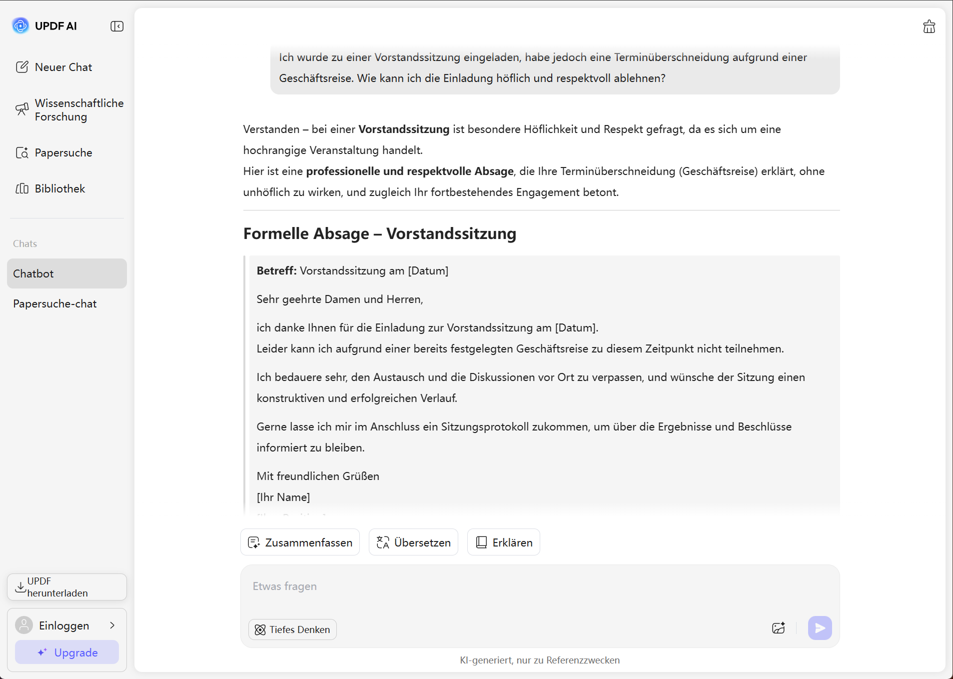 Eine Einladung zu einer Dienstreise professionell ablehnen
