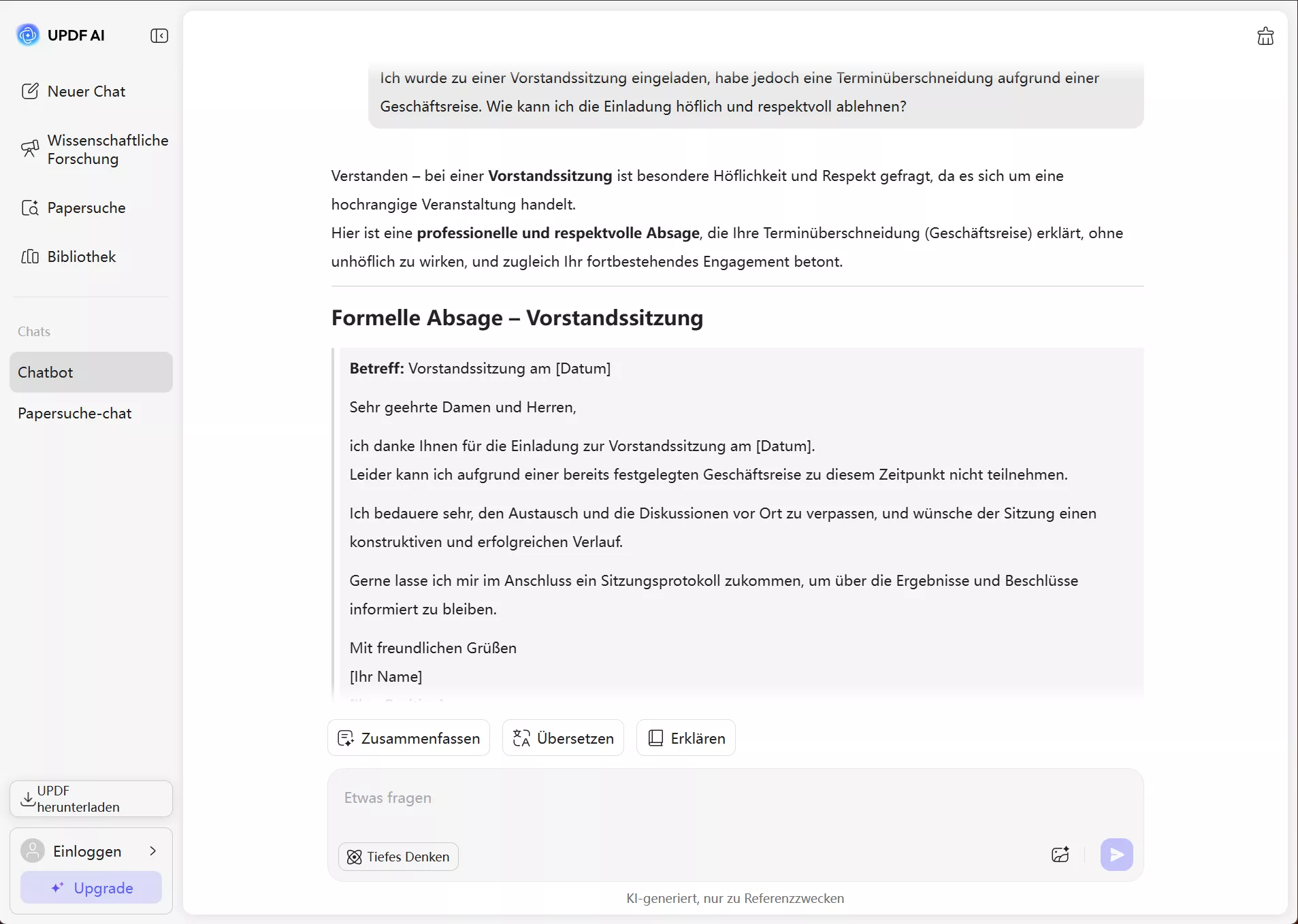 Eine Einladung zu einer Dienstreise professionell ablehnen