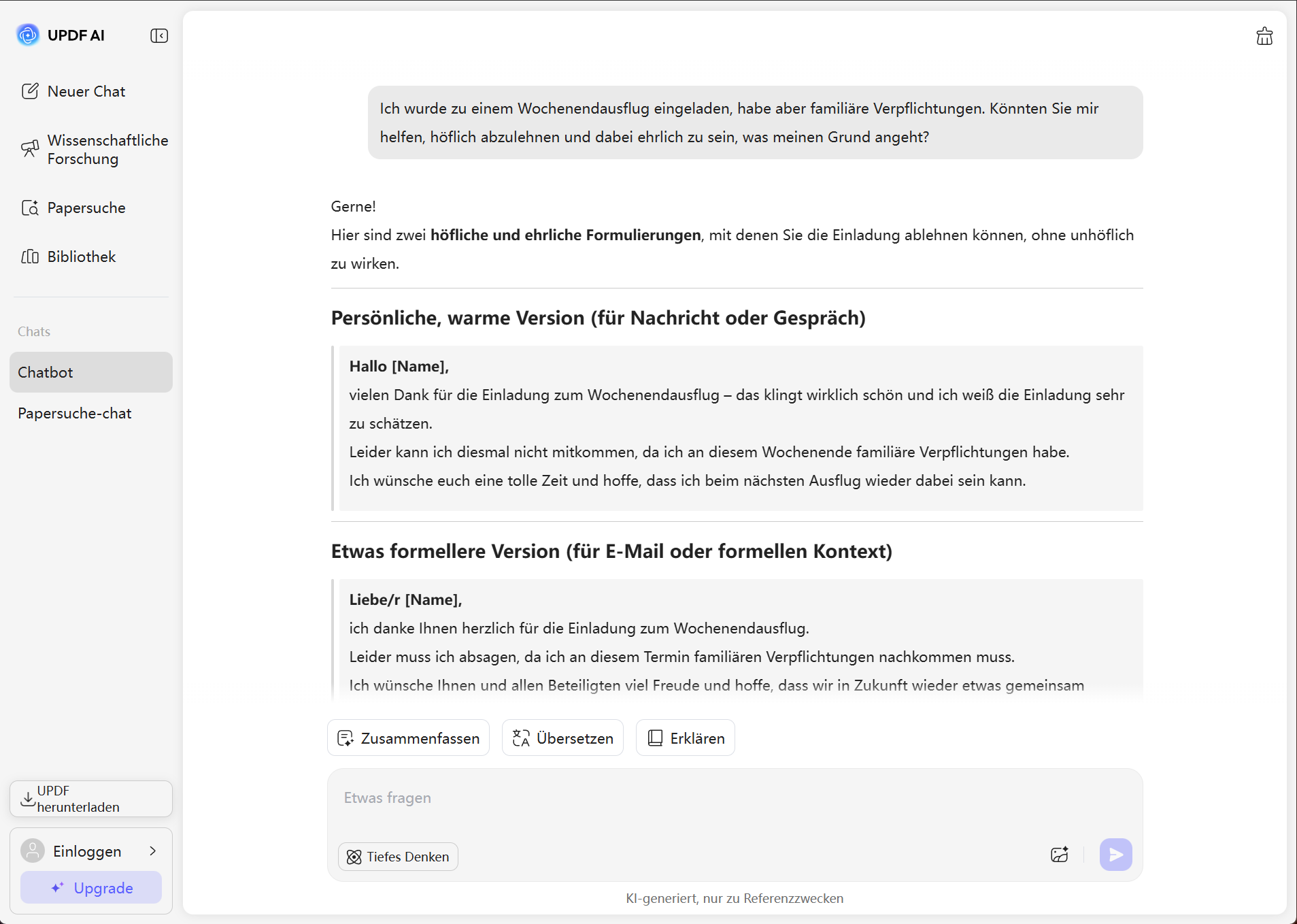 Eine Einladung ablehnen, ohne zu lügen, für einen Wochenendausflug