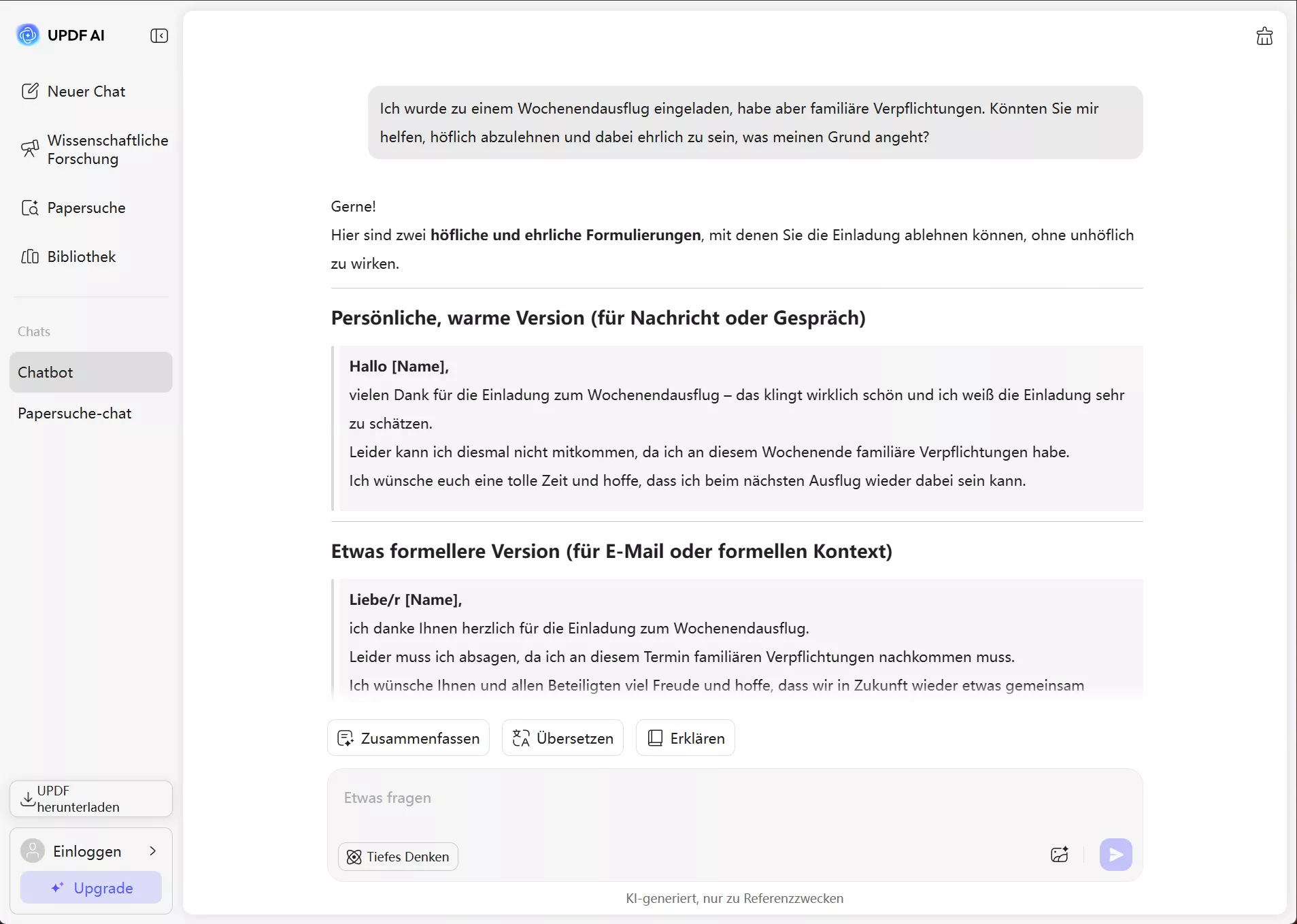 Eine Einladung ablehnen, ohne zu lügen, für einen Wochenendausflug