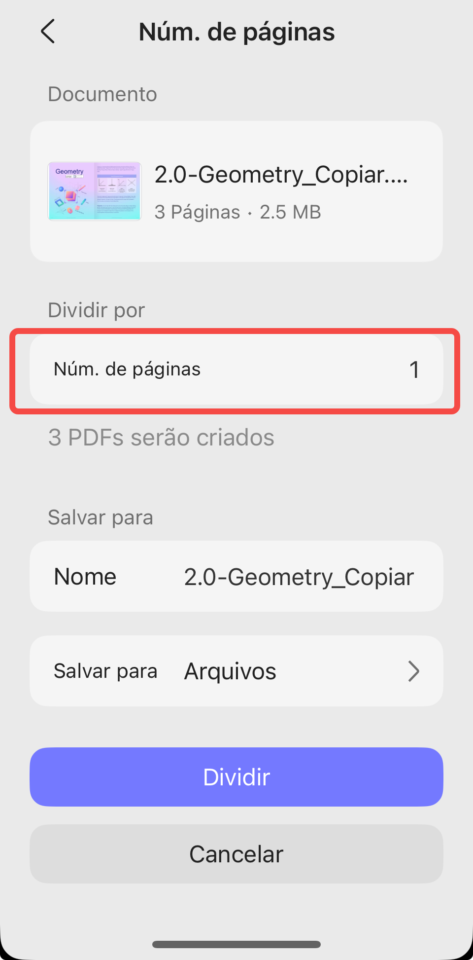número de páginas