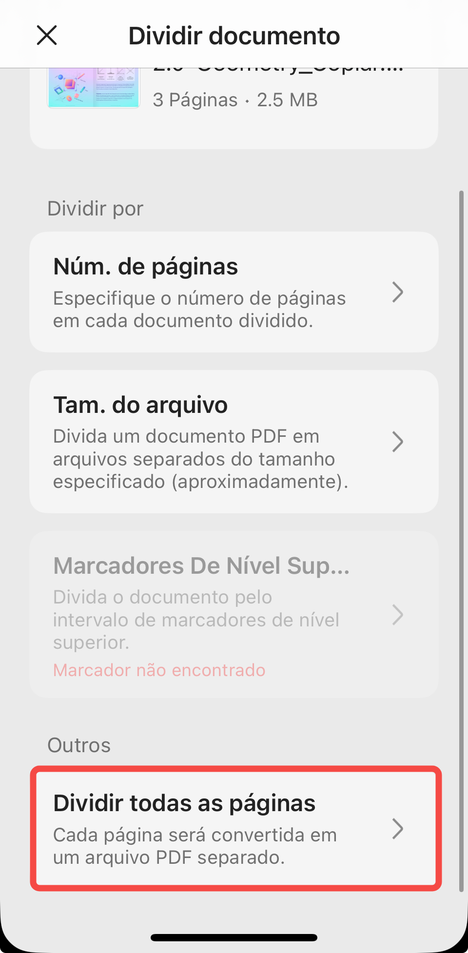 dividir todas as páginas