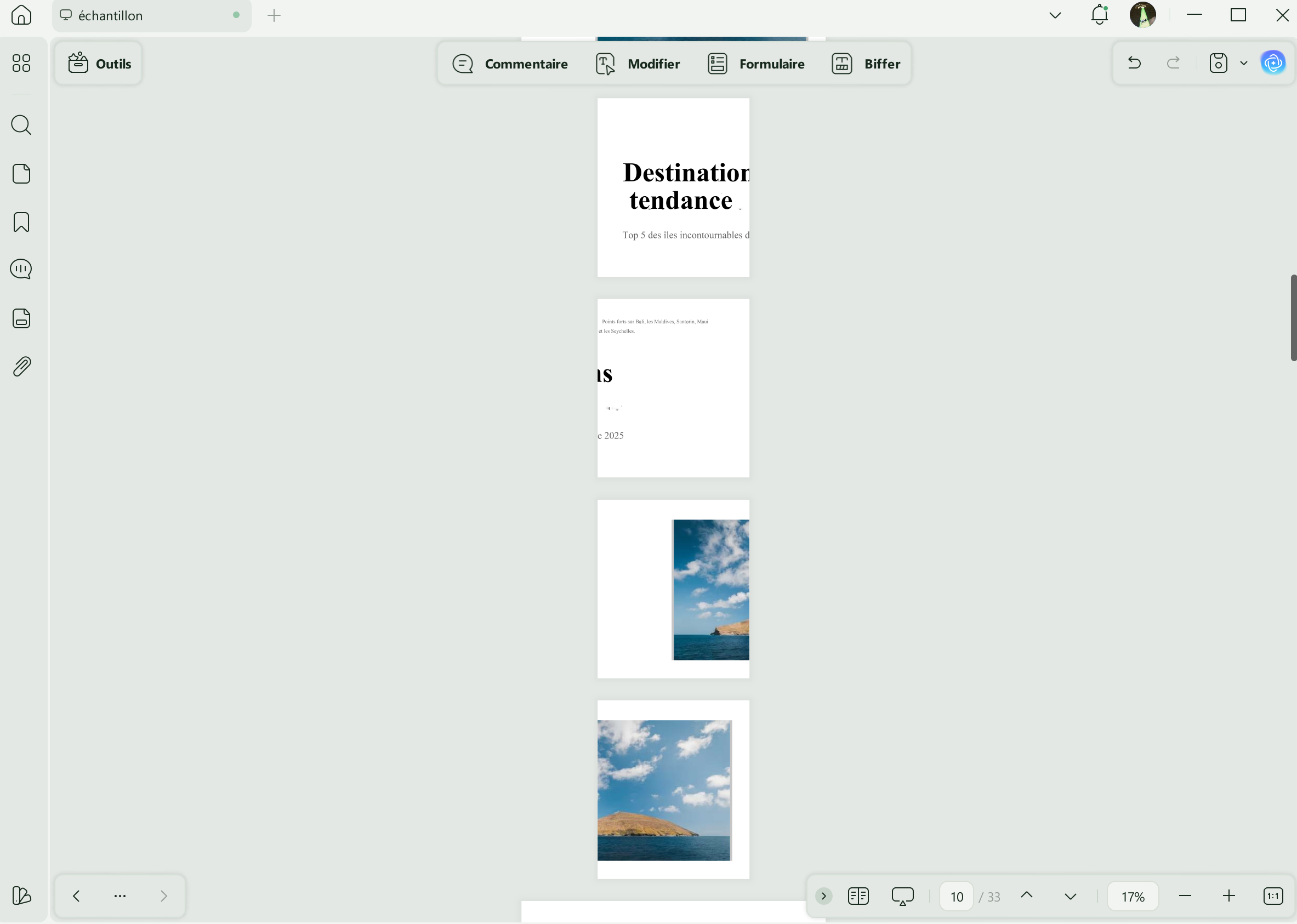 diviser une page de mots en 4 pages fractionnées
