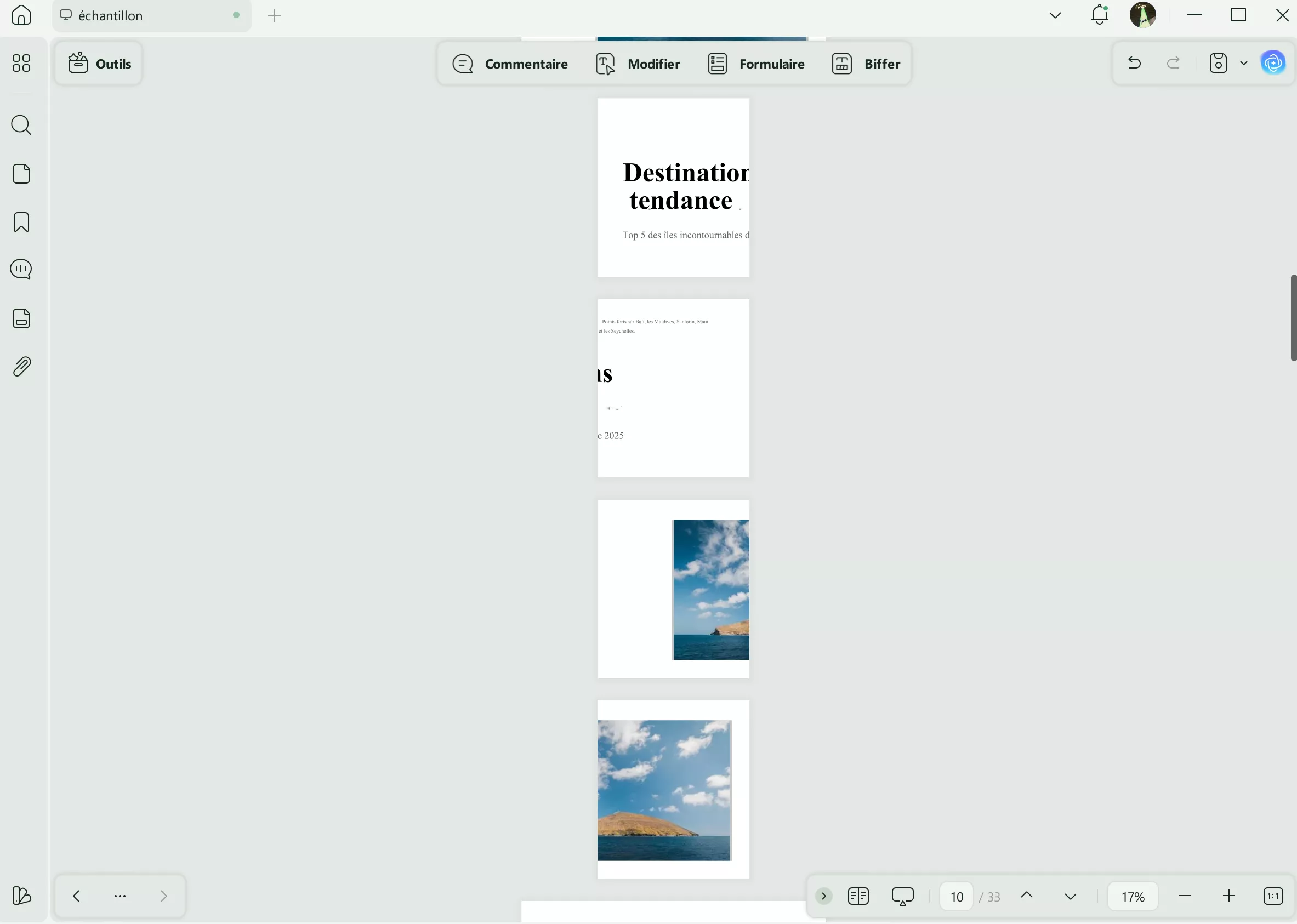 diviser une page de mots en 4 pages fractionnées