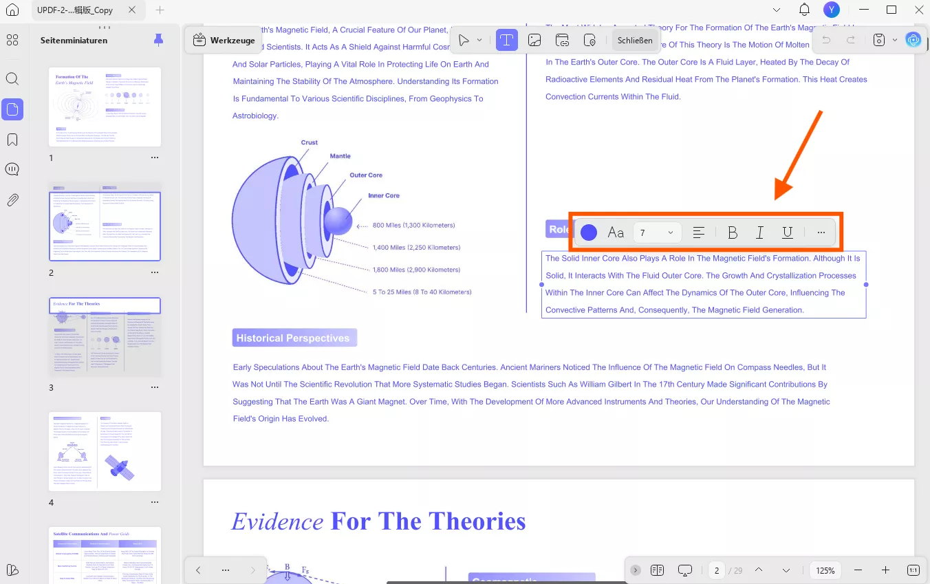 updf Textfarbe und -größe ändern