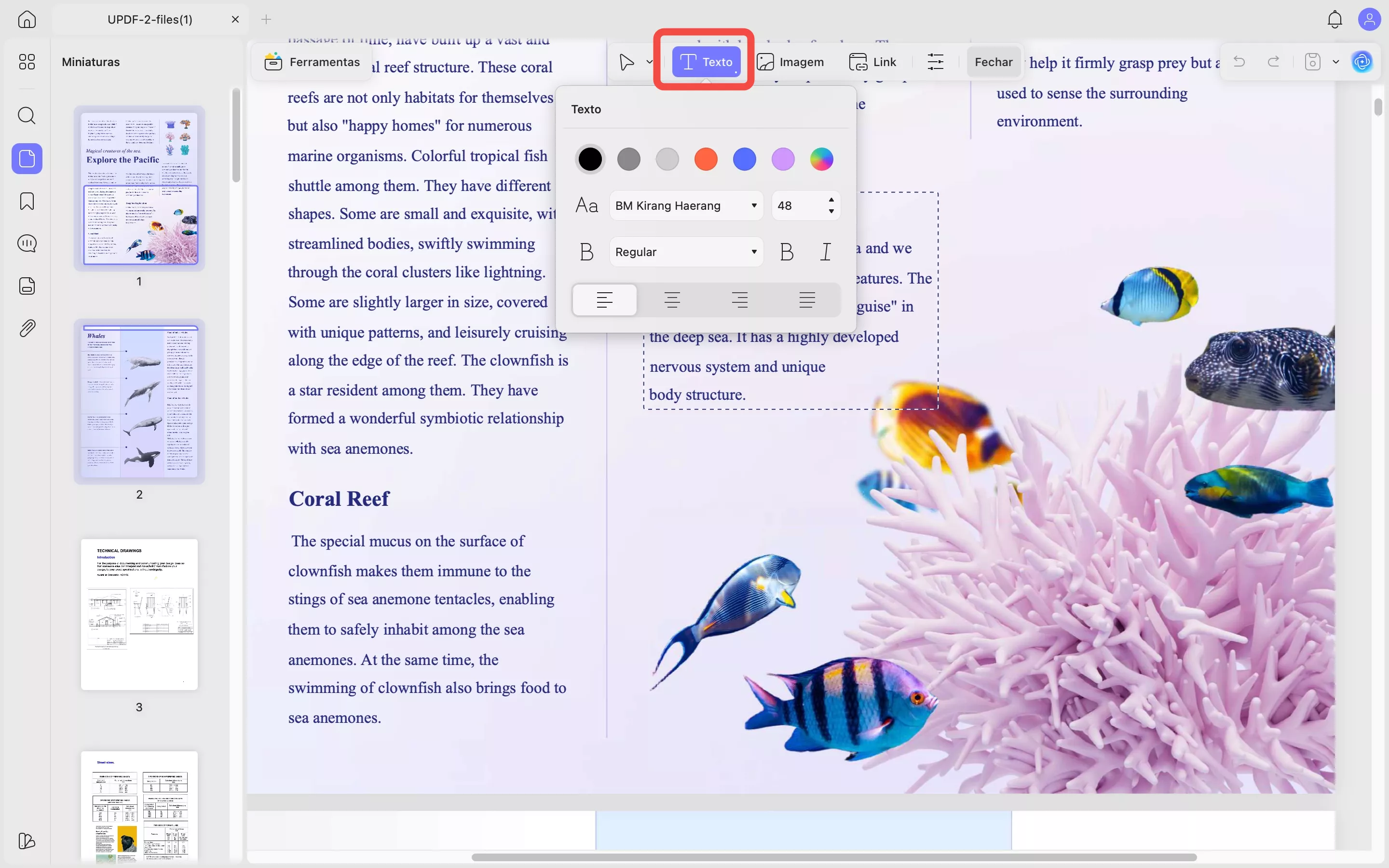 adicionar texto ao pdf