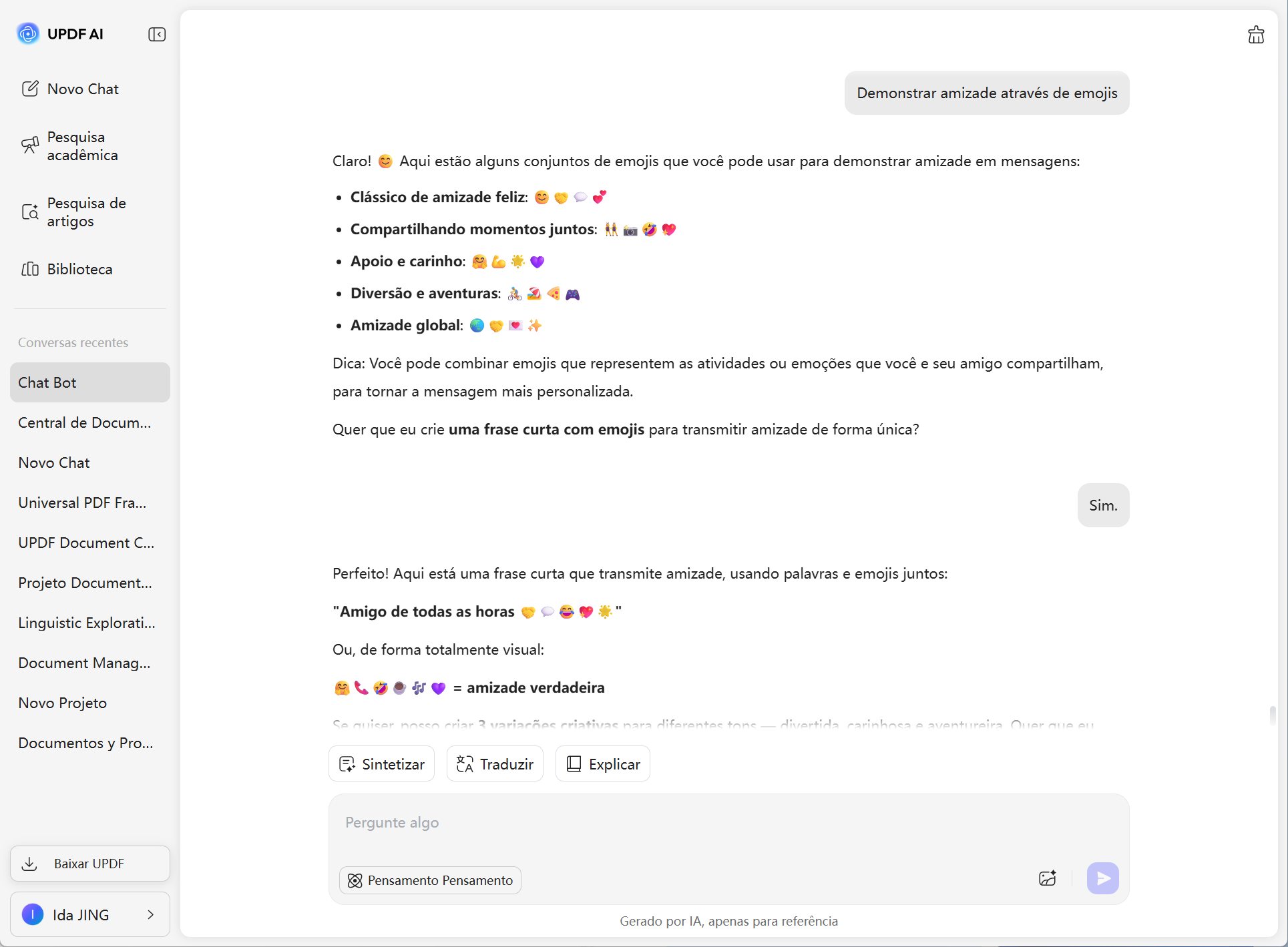 tradutor de emojis do updf com ia