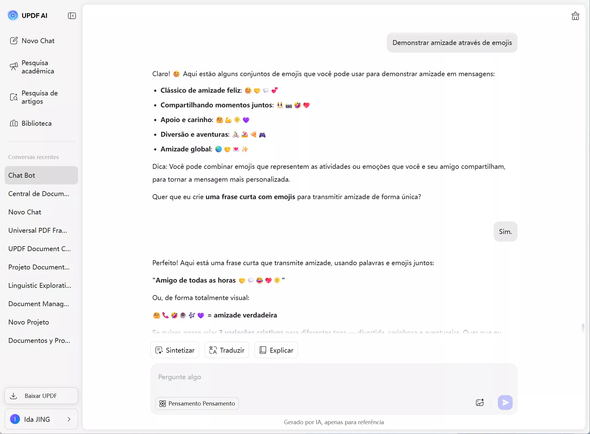 tradutor de emojis do updf com ia
